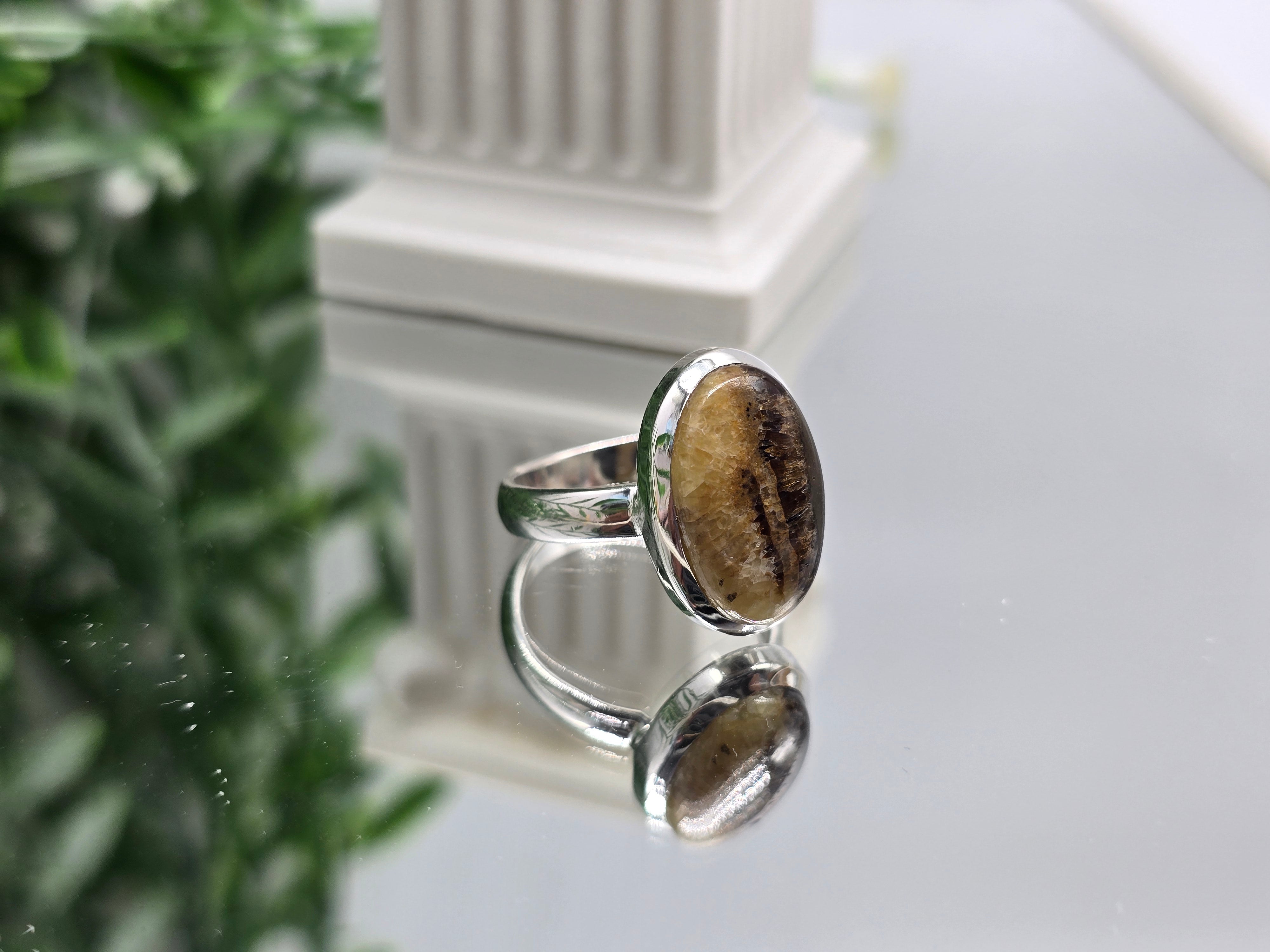 Septarian “Stone of the Dragon” Protection & Grounding Ring – 925 Sterling Silver Crystal Wellness