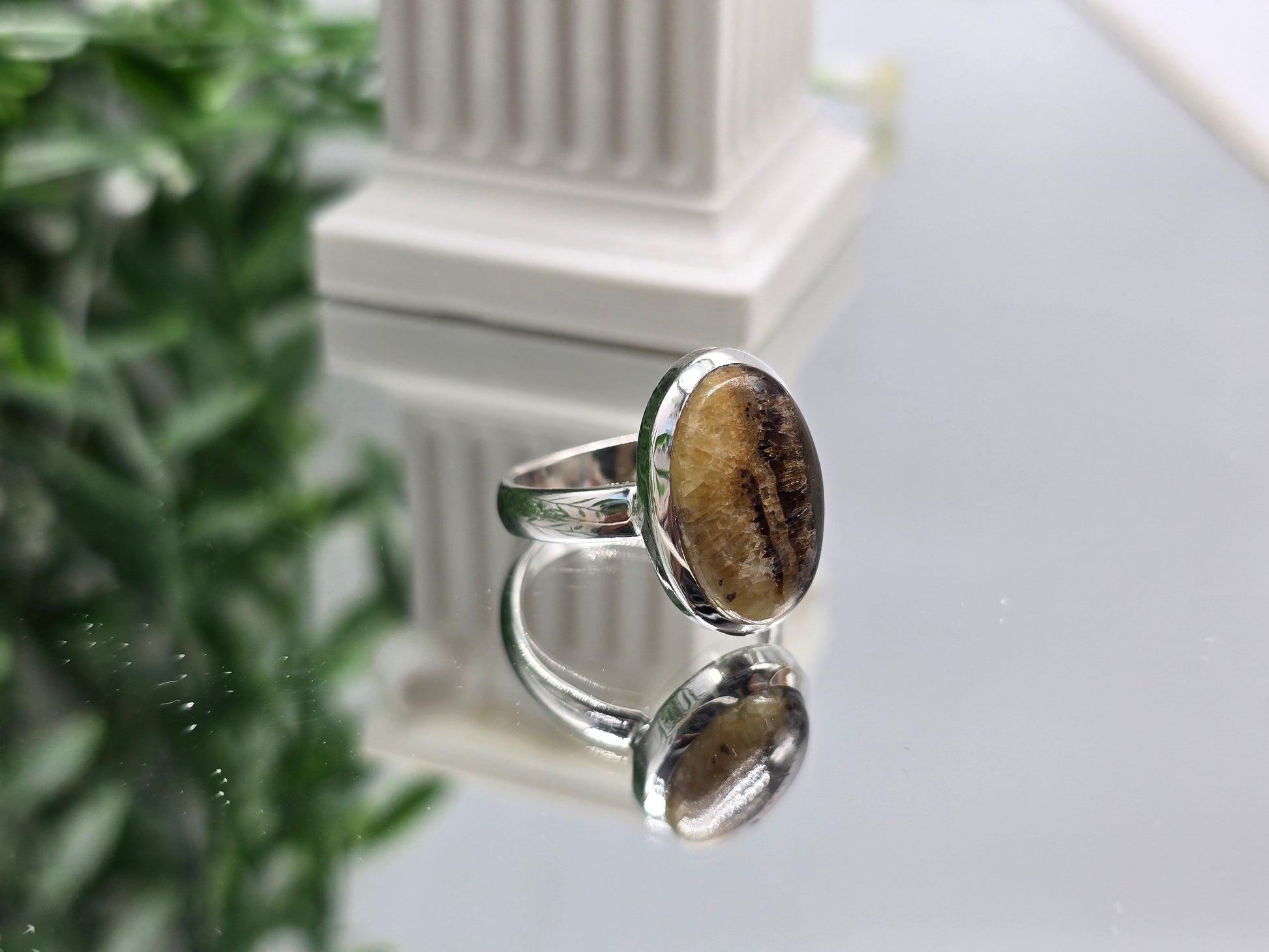 Septarian “Stone of the Dragon” Protection & Grounding Ring – 925 Sterling Silver Crystal Wellness