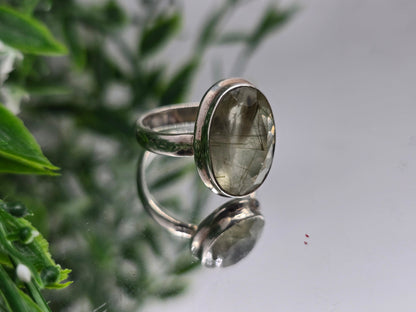 💚 Green Phantom Rutile in Quartz 925 Sterling Silver Ring – Size 8.5 | Stone of Spiritual Growth, Healing & Manifestation Crystal Wellness