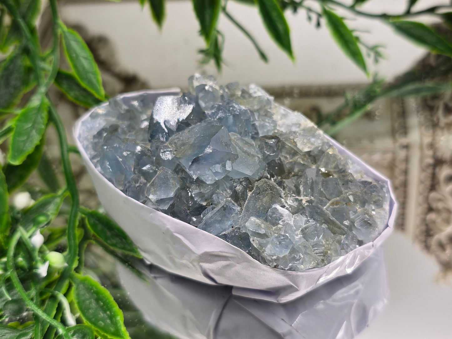 Natural Celestite Cluster – Madagascar | Angelic Communication, Peace & Spiritual Connection Crystal Wellness