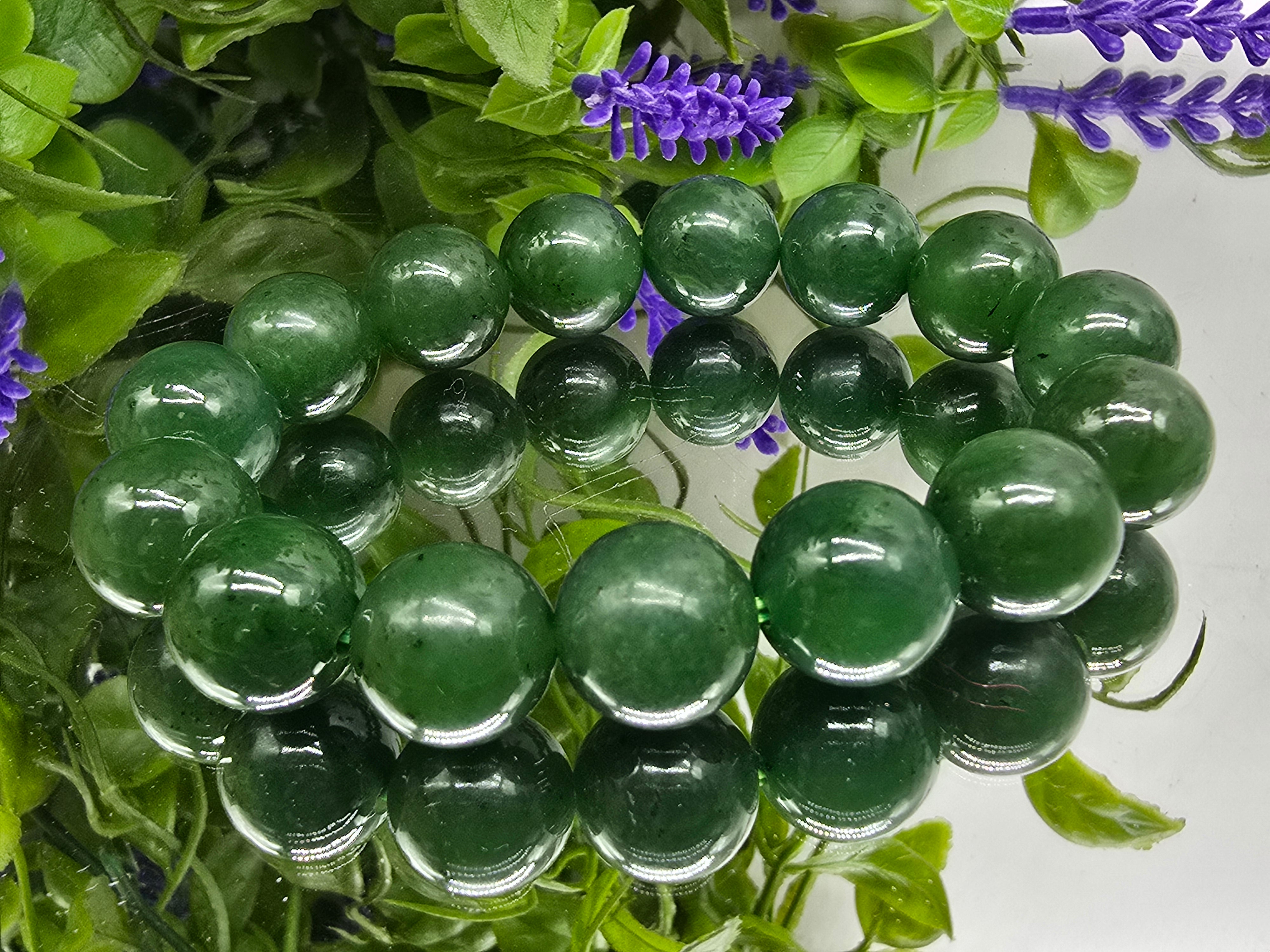 High Grade Nephrite Jade 14mm Beads Bracelet (Stone of Protection, Harmony & Longevity)