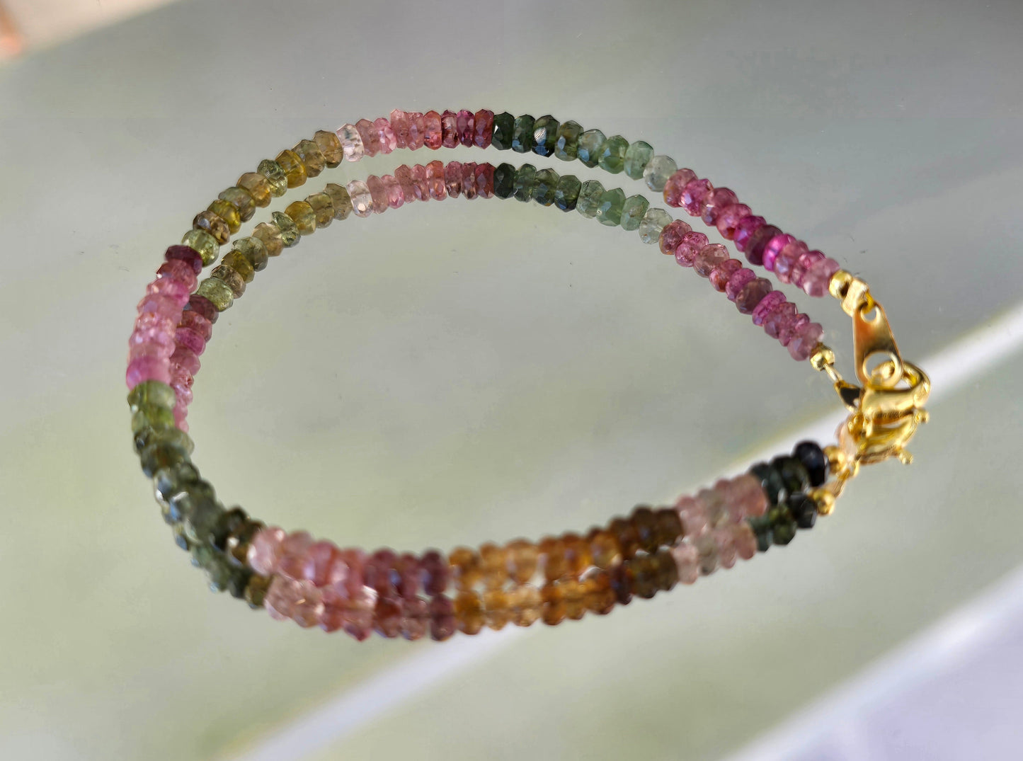 High Grade Watermelon Tourmaline Faceted Rondelle Bracelet - A Symphony of Love, Joy & Heart-Centred Harmony Crystal Wellness