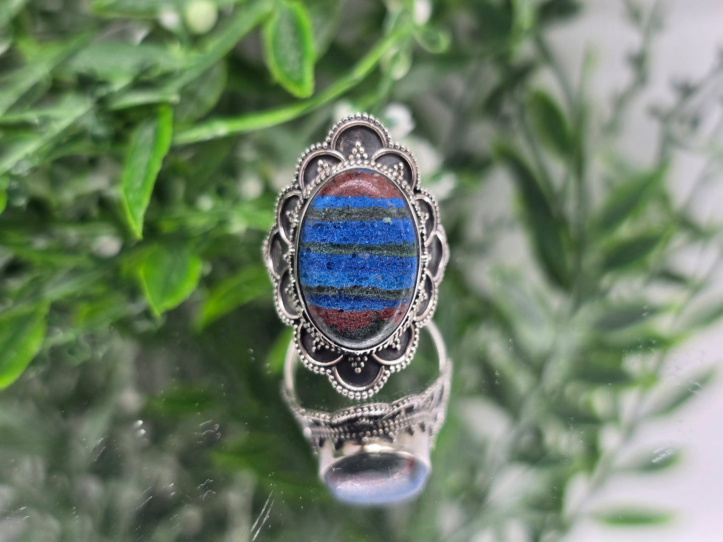 Rainbow Calsilica 925 Sterling Silver Ring (Size 9) – Stone of Joy, Creativity & Emotional Harmony Crystal Wellness