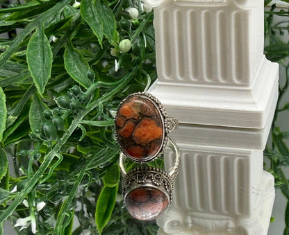 Red Copper Turquoise 925 Sterling Silver Ring Size 7 (Stone of Vital Grounded Strength) Crystal Wellness
