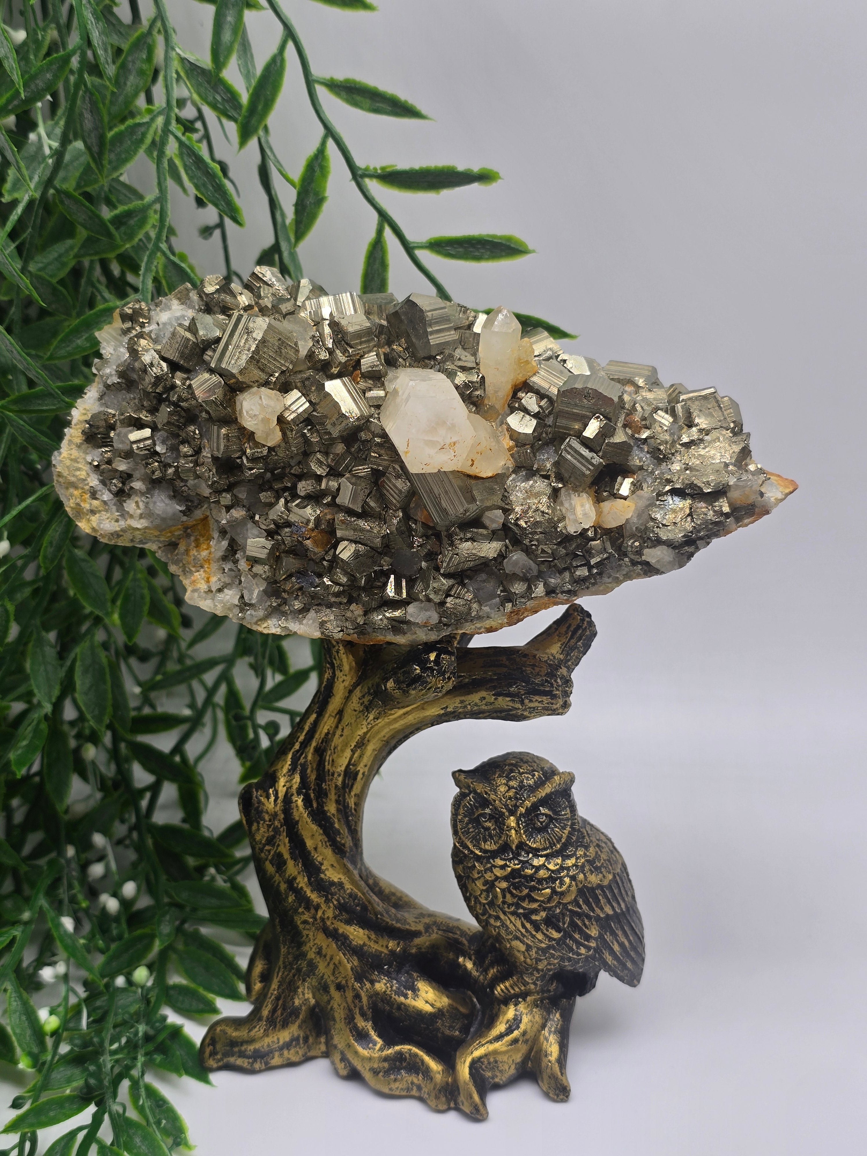 Pyrite with Clear Quartz Point AAA Grade Rare 14x9x8cm 1kg Crystal Wellness