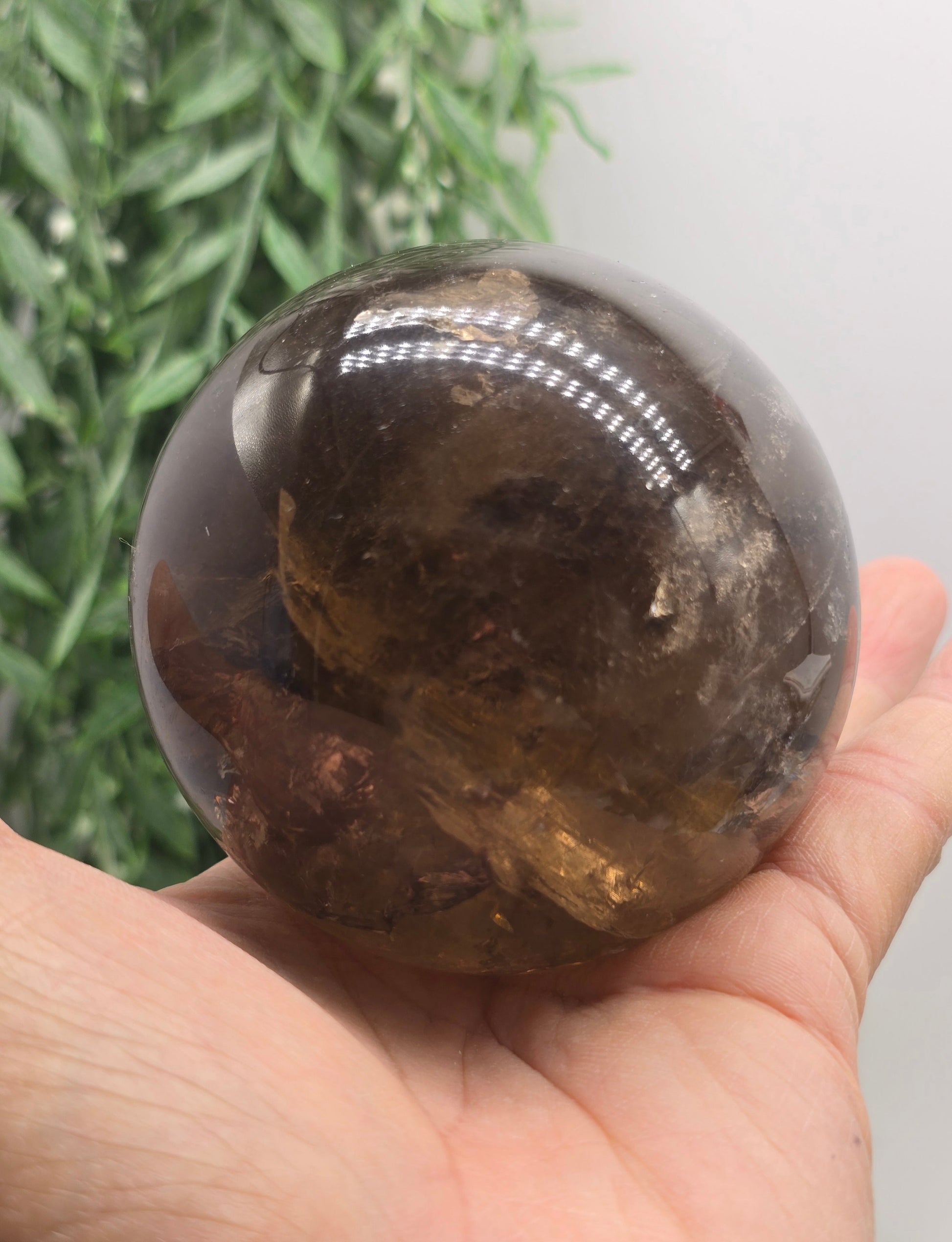 Smoky Quartz Sphere - Stone of Power & Grounded Protection Crystal Wellness