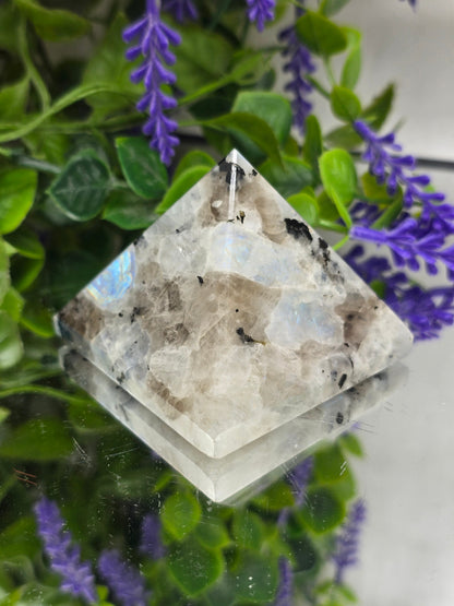 Natural Rainbow Moonstone Pyramid – Intuition, Feminine Energy & New Beginnings Crystal Wellness