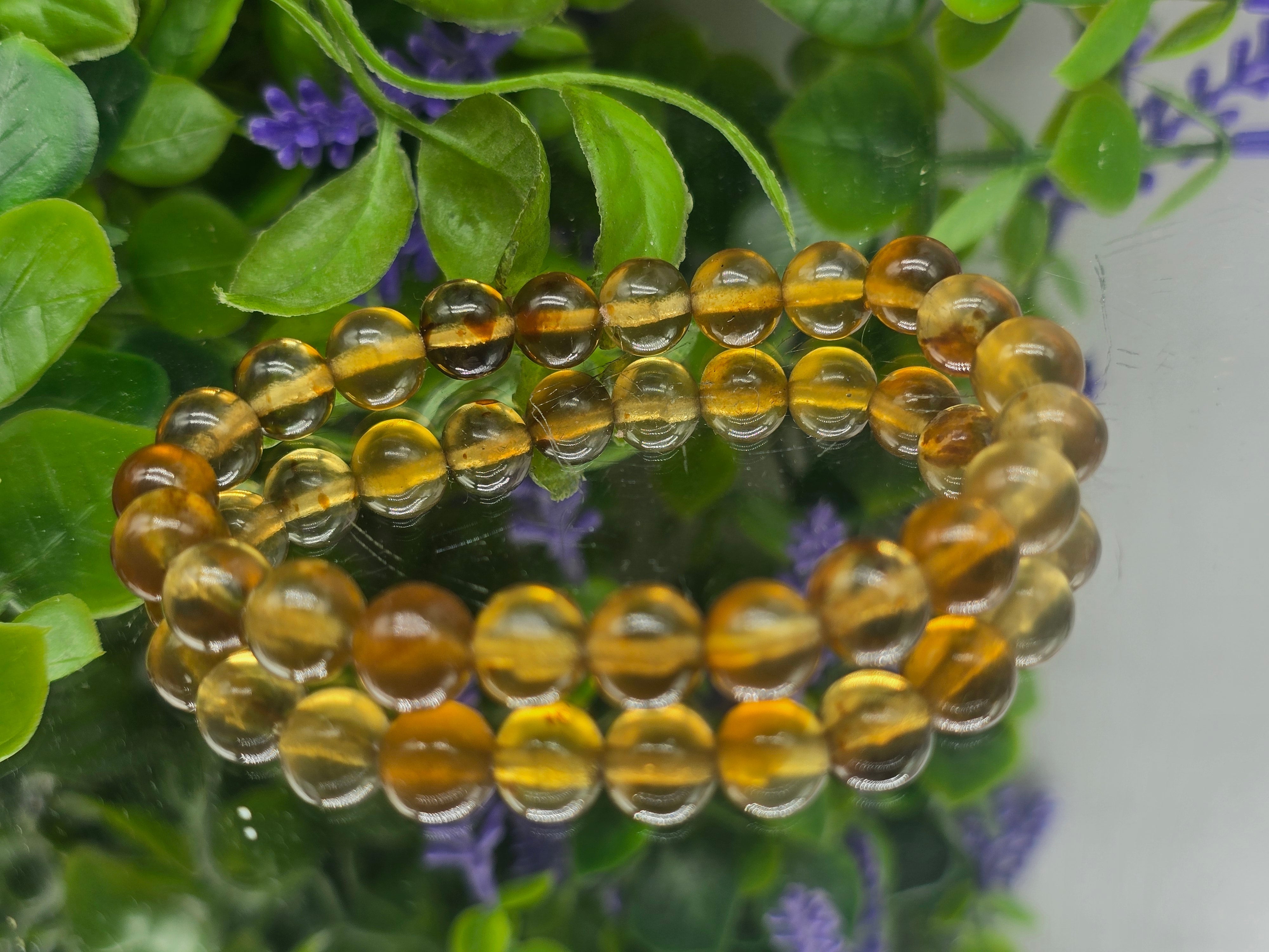 Blue Amber 6mm Beads Bracelet High Grade Crystal Wellness