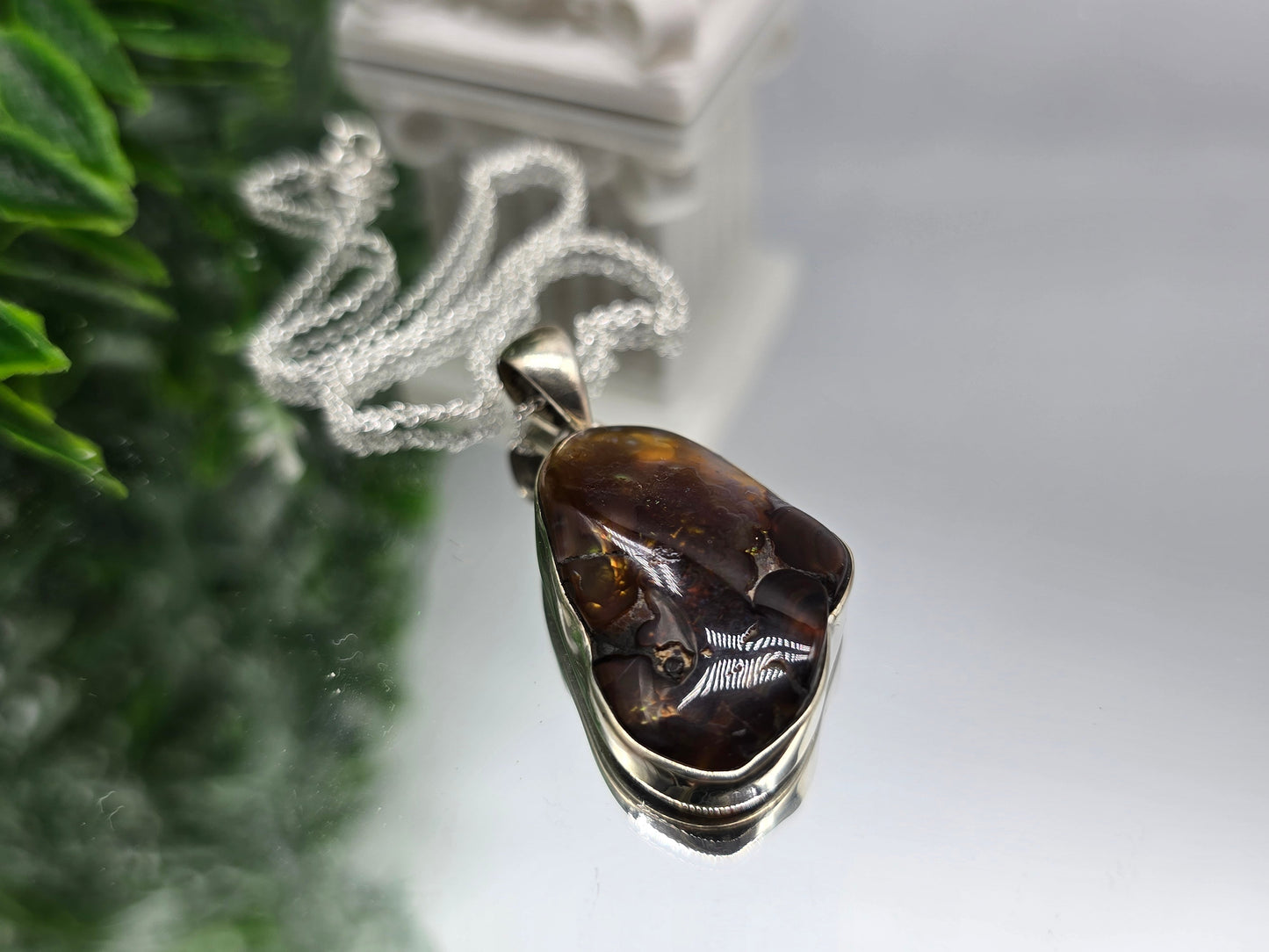 Mexican Fire Agate Sterling Silver Pendant – Stone of Protection, Courage & Inner Fire Crystal Wellness