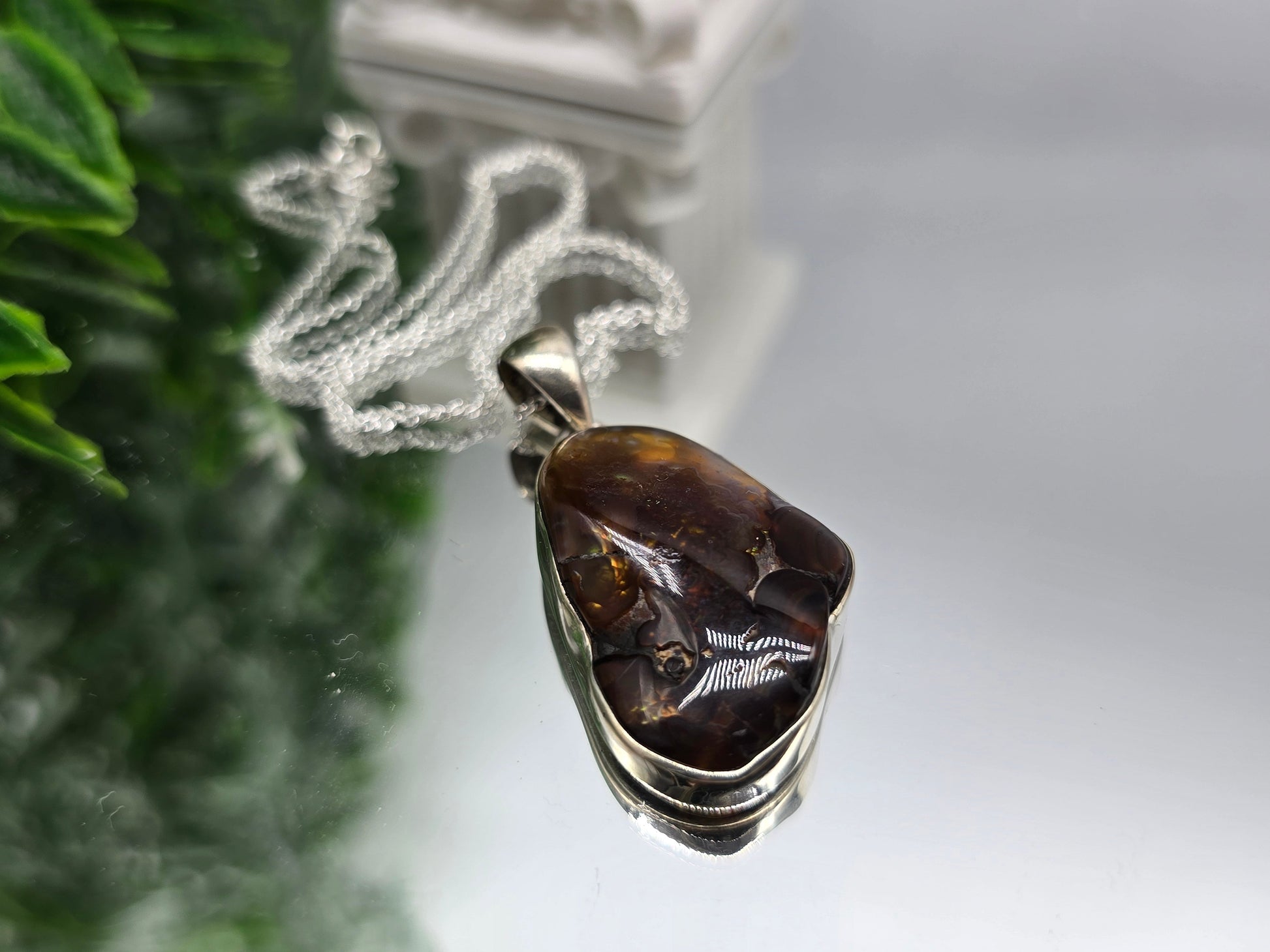Mexican Fire Agate Sterling Silver Pendant – Stone of Protection, Courage & Inner Fire Crystal Wellness