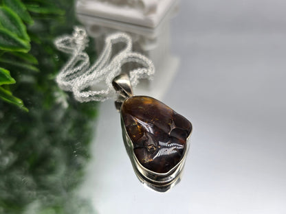 Mexican Fire Agate Sterling Silver Pendant – Stone of Protection, Courage & Inner Fire Crystal Wellness