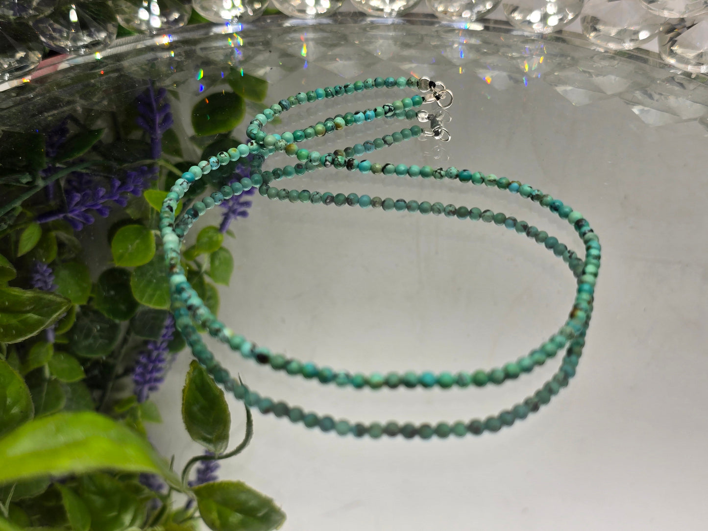 Turquoise Beaded Necklace 925 Sterling Silver – Protection, Communication & Emotional Balance Crystal Wellness