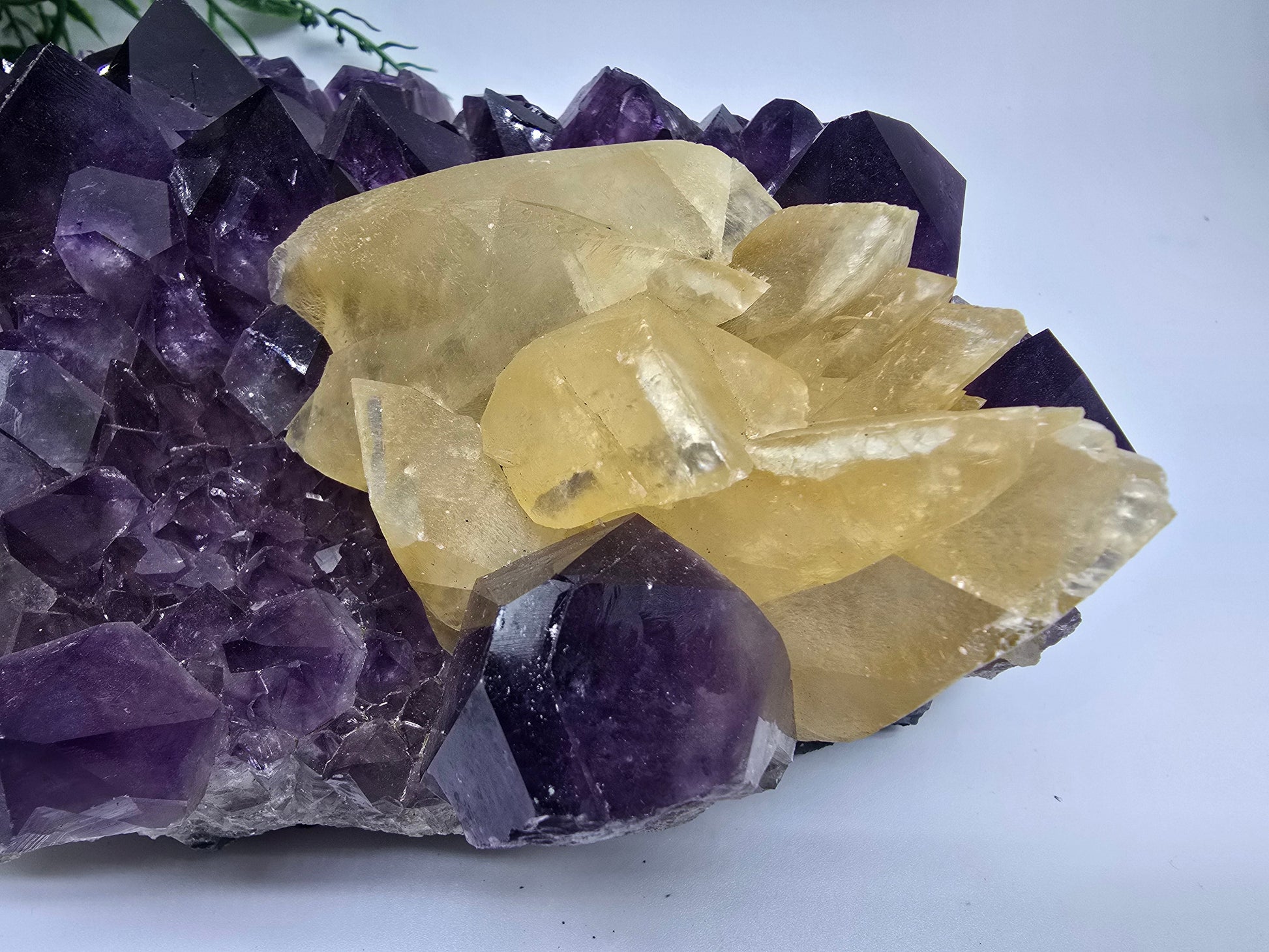 Yellow Calcite & Amethyst Crystal Fusion – Rare 3.5kg Collector’s Gem Crystal Wellness