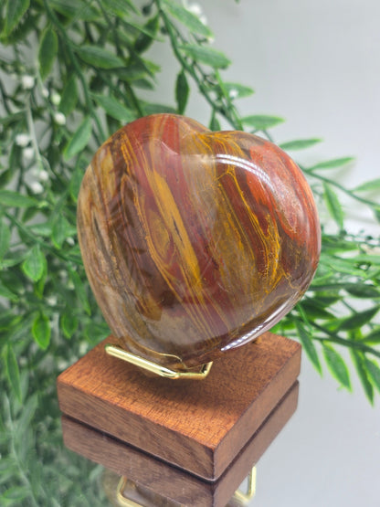 Petrified Wood Heart – Madagascar | 369g (Stand Included) Crystal Wellness