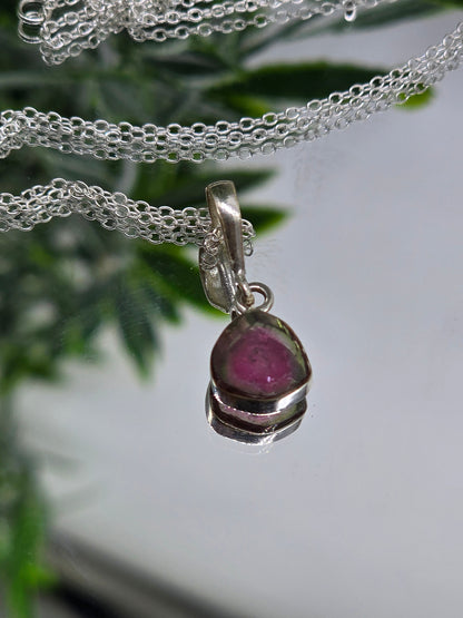 Rare Natural Watermelon Tourmaline 925 Sterling Silver Pendant (Stone of Heart Harmony) Crystal Wellness