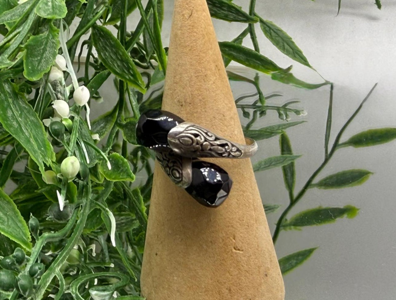 Black Onyx 925 Sterling Silver Adjustable Ring (Stone of Protection & Inner Strength) Crystal Wellness
