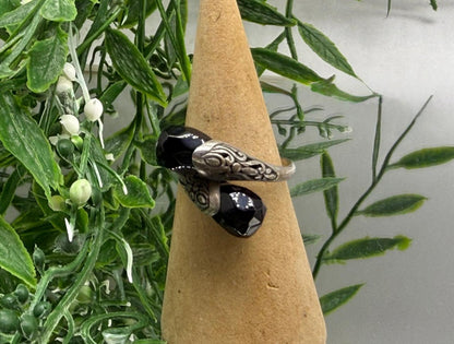 Black Onyx 925 Sterling Silver Adjustable Ring (Stone of Protection & Inner Strength) Crystal Wellness