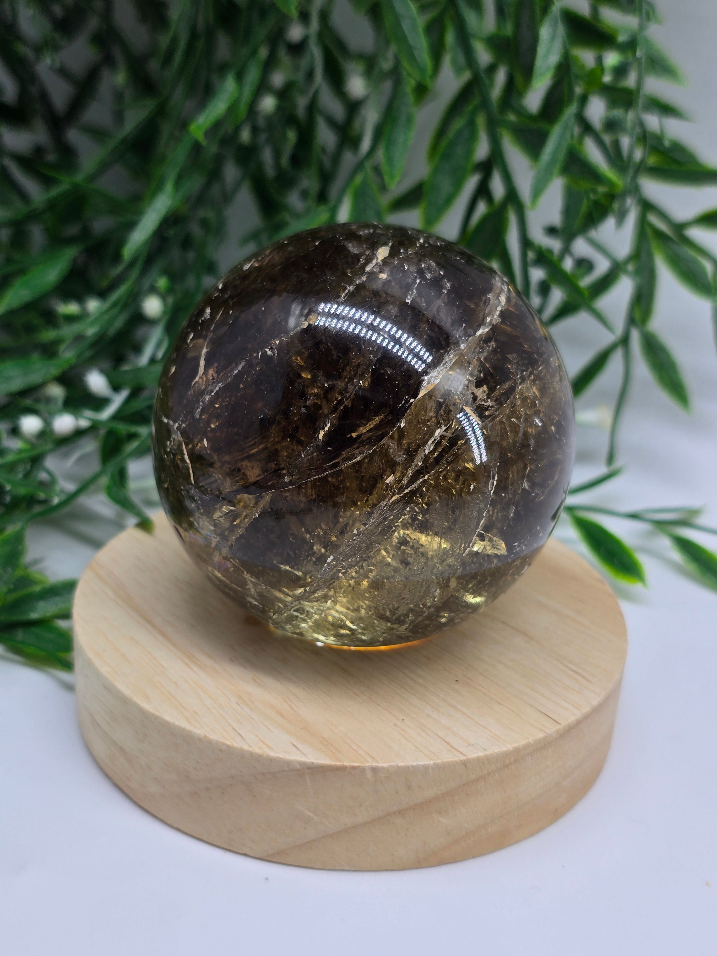 High-Grade Smoky Quartz Sphere 7.2cm – Grounding Protection & Deep Emotional Detox Crystal Crystal Wellness