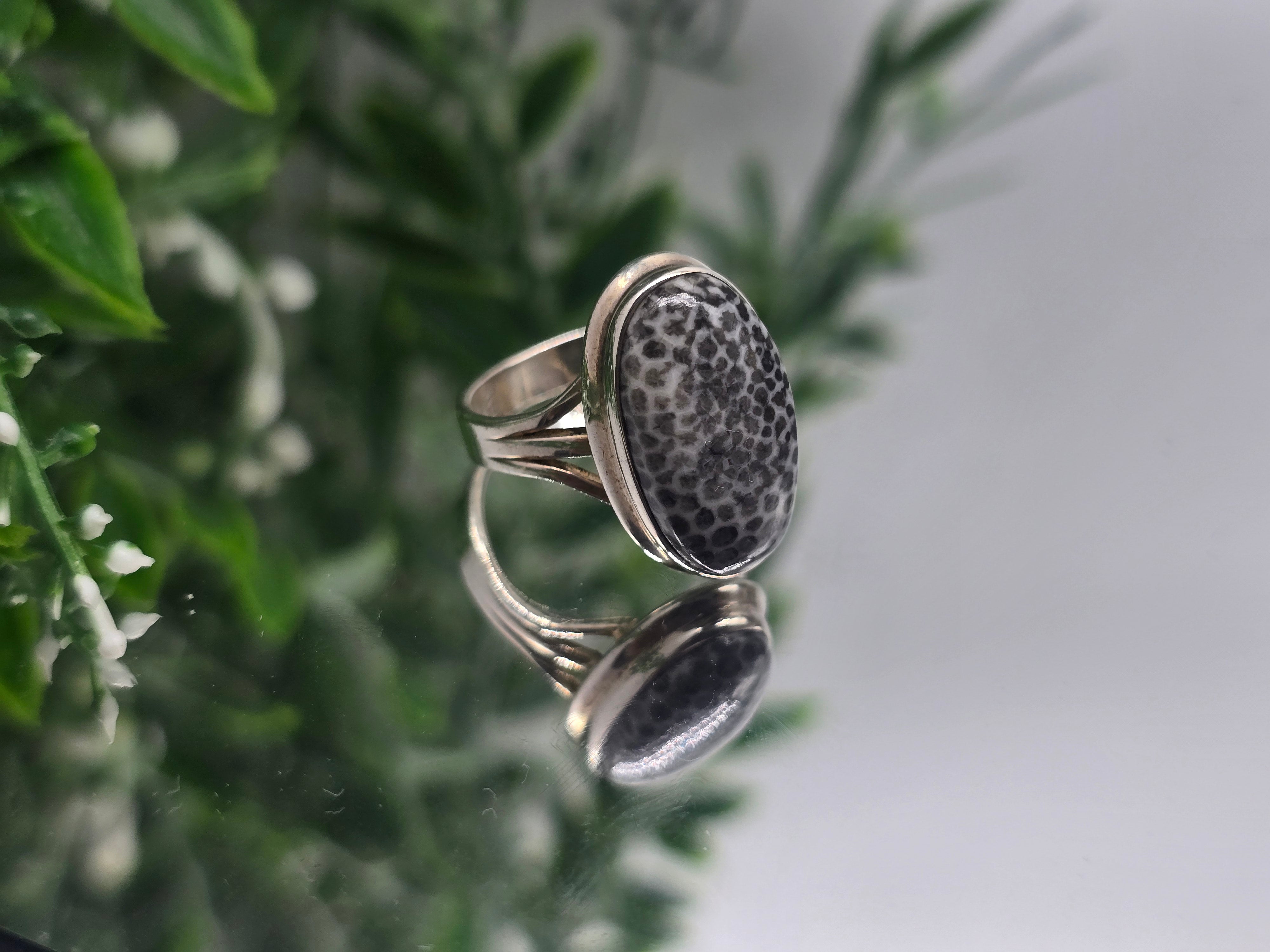 Black Coral Sterling Silver Ring “Deep Protection” – Size 8.5 | Strength, Grounding & Energy Shield Crystal Jewelry Crystal Wellness