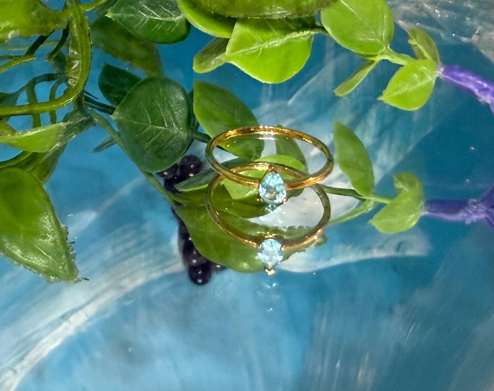 Luxury Neon Blue Apatite Teardrop Ring Size 9 – 18ct Gold Vermeil | Clarity & Manifestation Energy Crystal Wellness