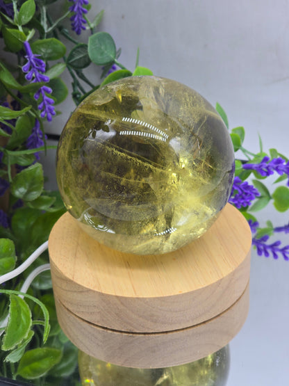 Golden Citrine Sphere – Abundance, Confidence & Solar Empowerment | 824g • 8.5 cm Crystal Wellness