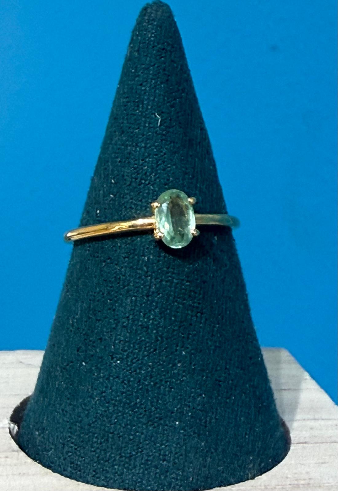 Green Kyanite Oval 18ct Gold Vermeil Ring Size 8 (Stone of Heart Alignment & Inner Growth) Crystal Wellness