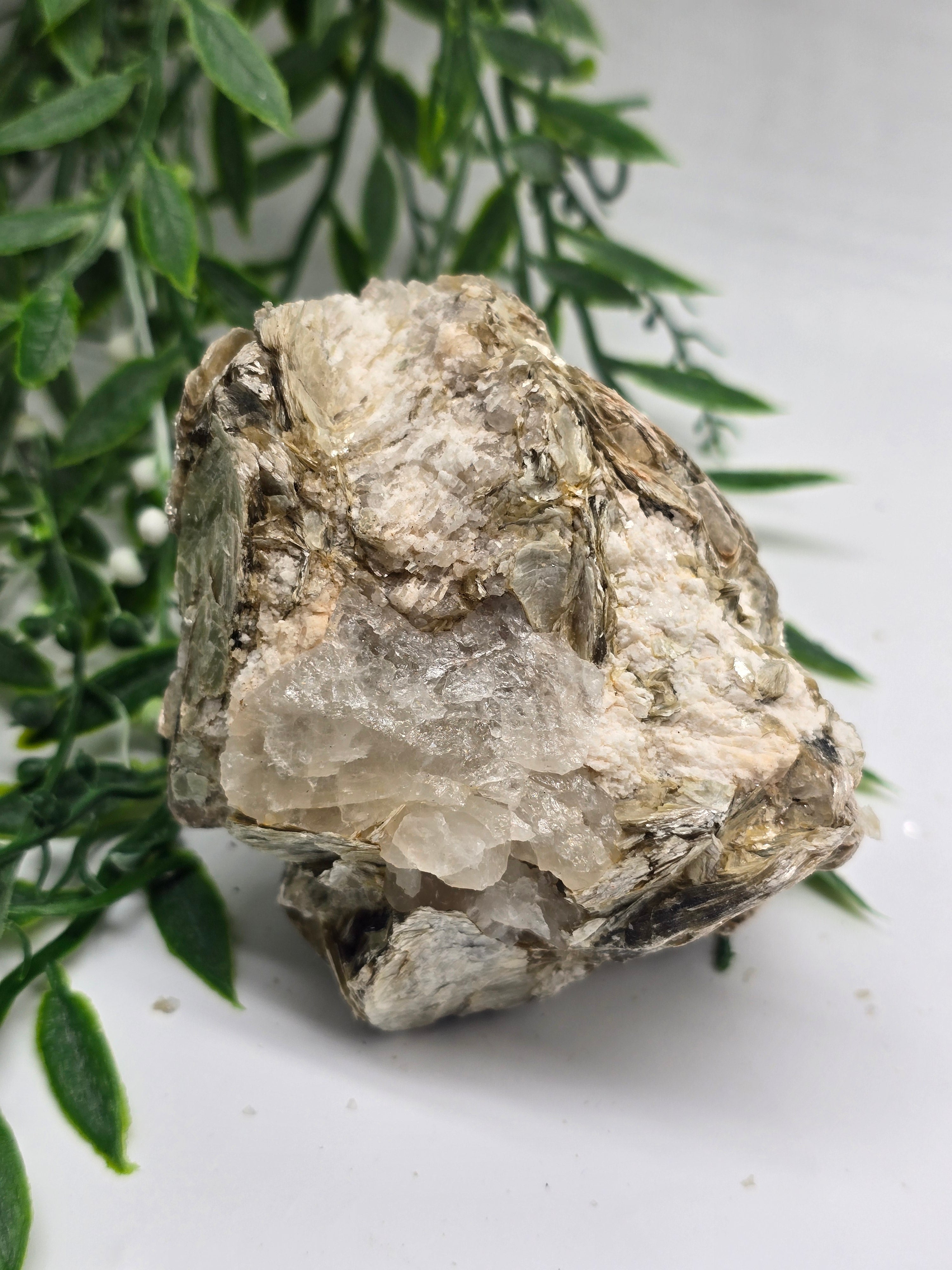 Rare Mica with Calcite Crystal – Healing Stone for Clarity, Protection & Transformation (9x9x5cm | 0.5kg) Crystal Wellness