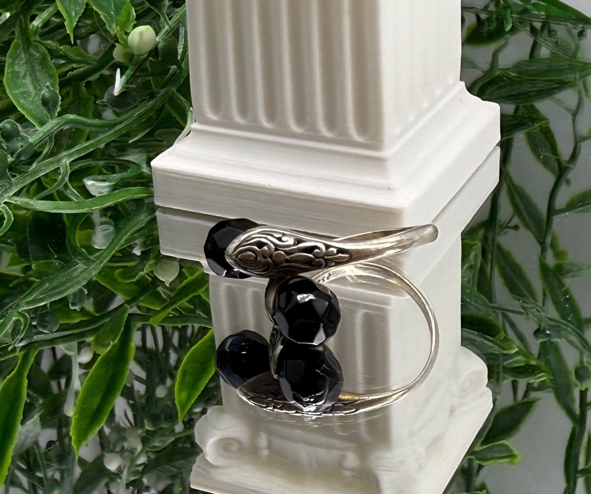Black Onyx 925 Sterling Silver Adjustable Ring (Stone of Protection & Inner Strength) Crystal Wellness