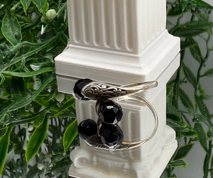 Black Onyx 925 Sterling Silver Adjustable Ring (Stone of Protection & Inner Strength) Crystal Wellness