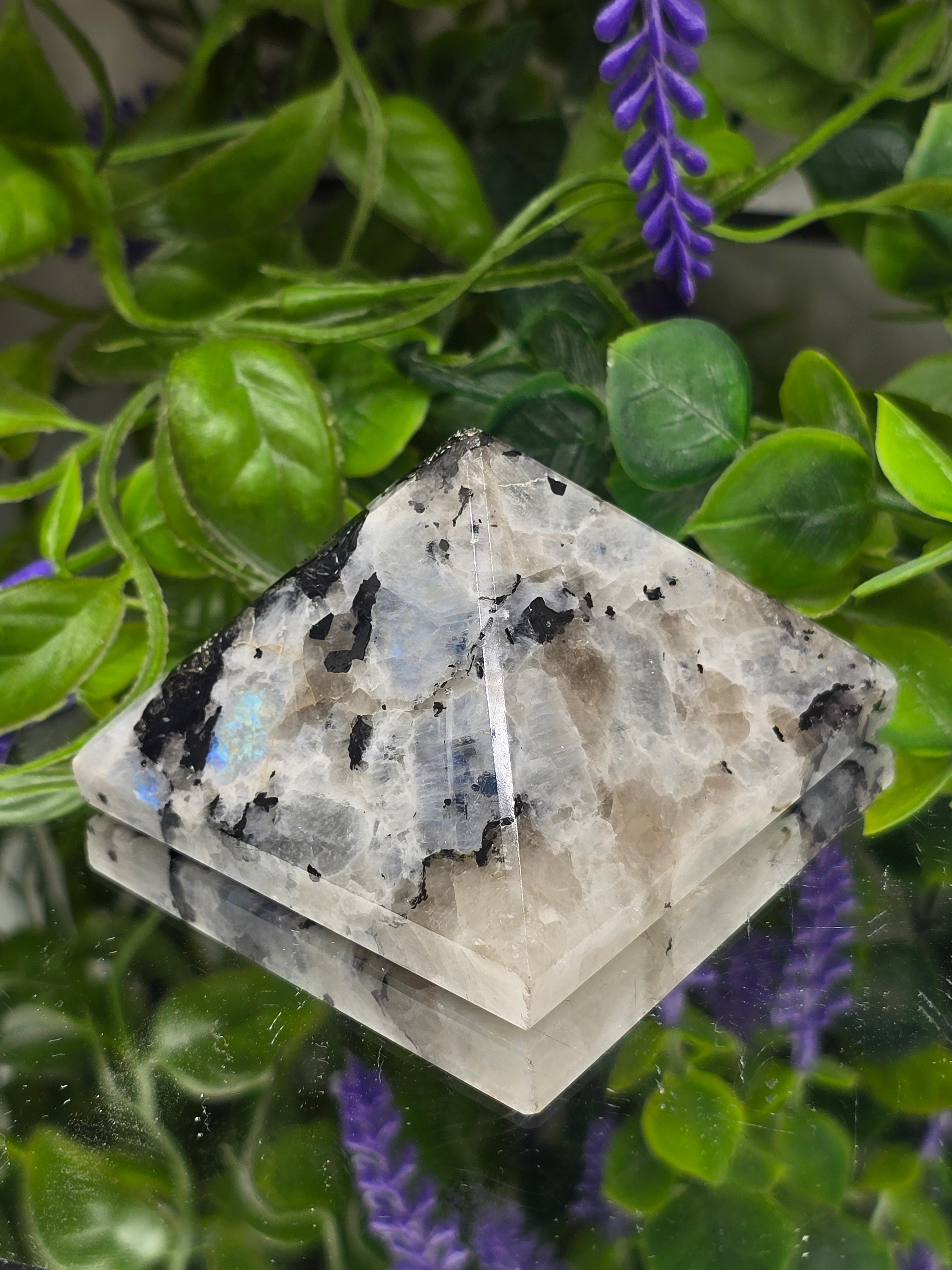 Natural Rainbow Moonstone Pyramid – Intuition, Feminine Energy & New Beginnings Crystal Wellness