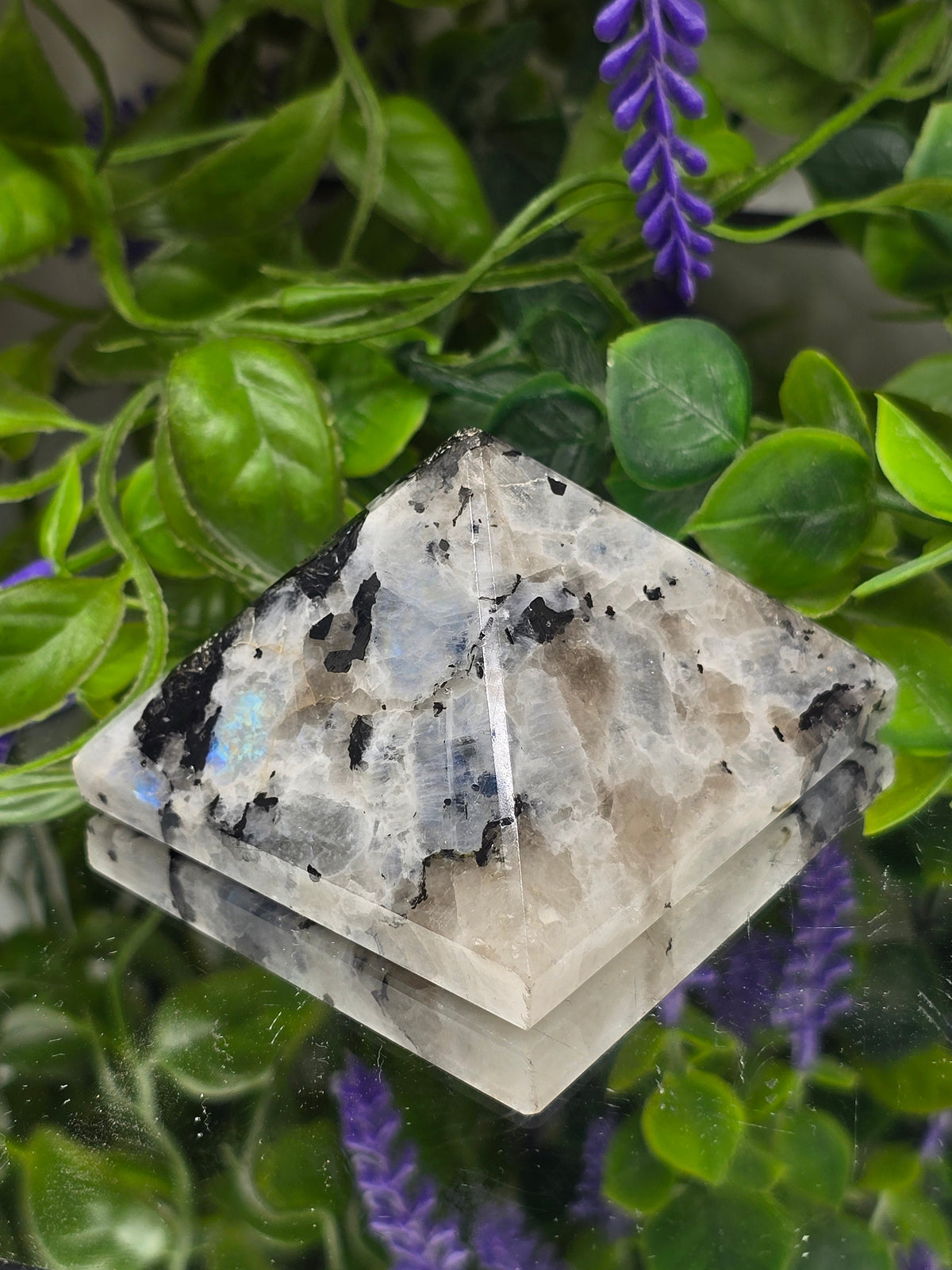 Natural Rainbow Moonstone Pyramid – Intuition, Feminine Energy & New Beginnings Crystal Wellness