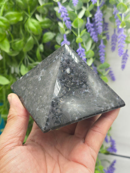 Indigo Gabro “Mystic Merlinite” High Grade Pyramid | Stone of Magic, Transformation & Inner Wisdom Crystal Wellness