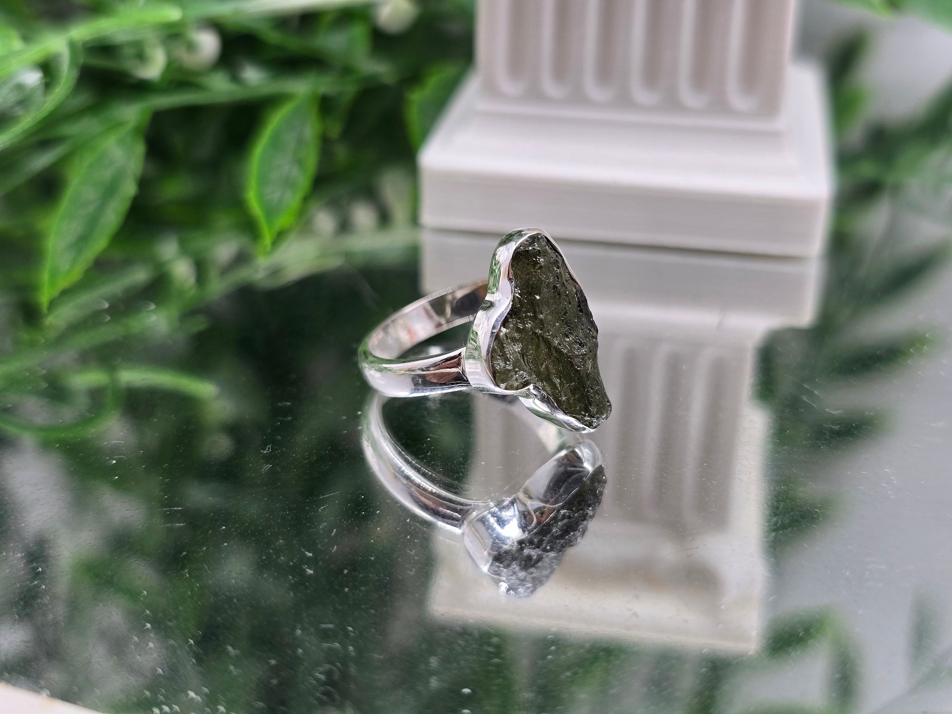 Genuine Natural Moldavite 925 Sterling Silver Ring – Stone of Transformation & Spiritual Awakening Crystal Wellness