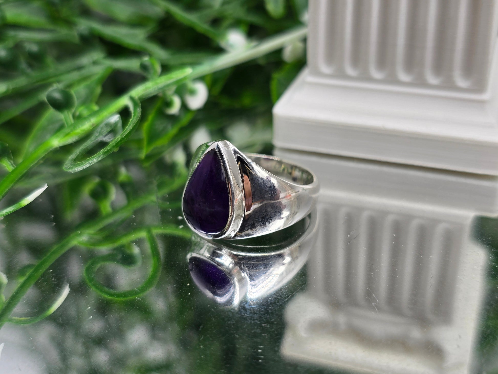 Amethyst High Grade 925 Sterling Silver Ring – Stone of Peace & Spiritual Protection Crystal Wellness