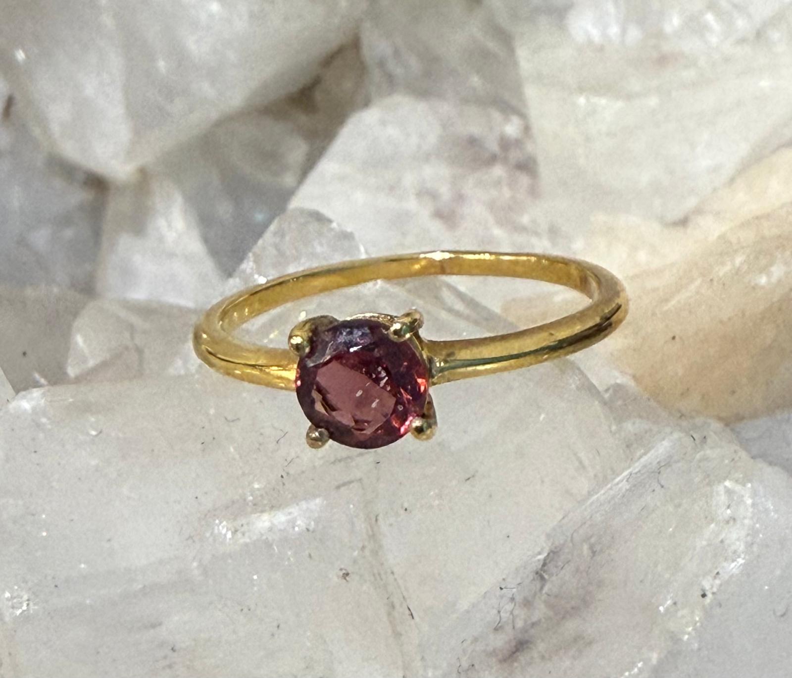 High-Grade Garnet 18ct Gold Vermeil Ring | Passion, Grounding & Manifestation Crystal Wellness