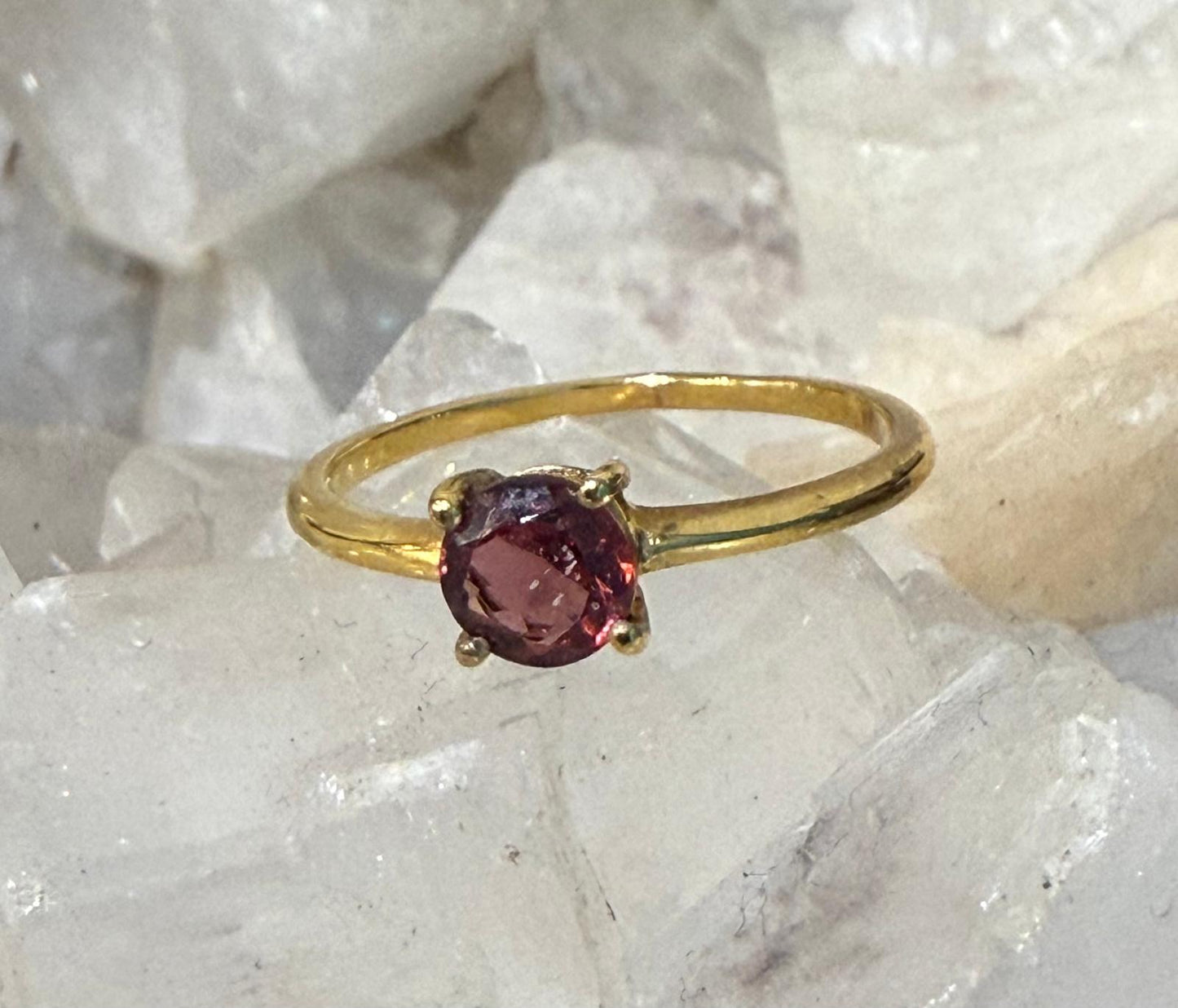 High-Grade Garnet 18ct Gold Vermeil Ring | Passion, Grounding & Manifestation Crystal Wellness