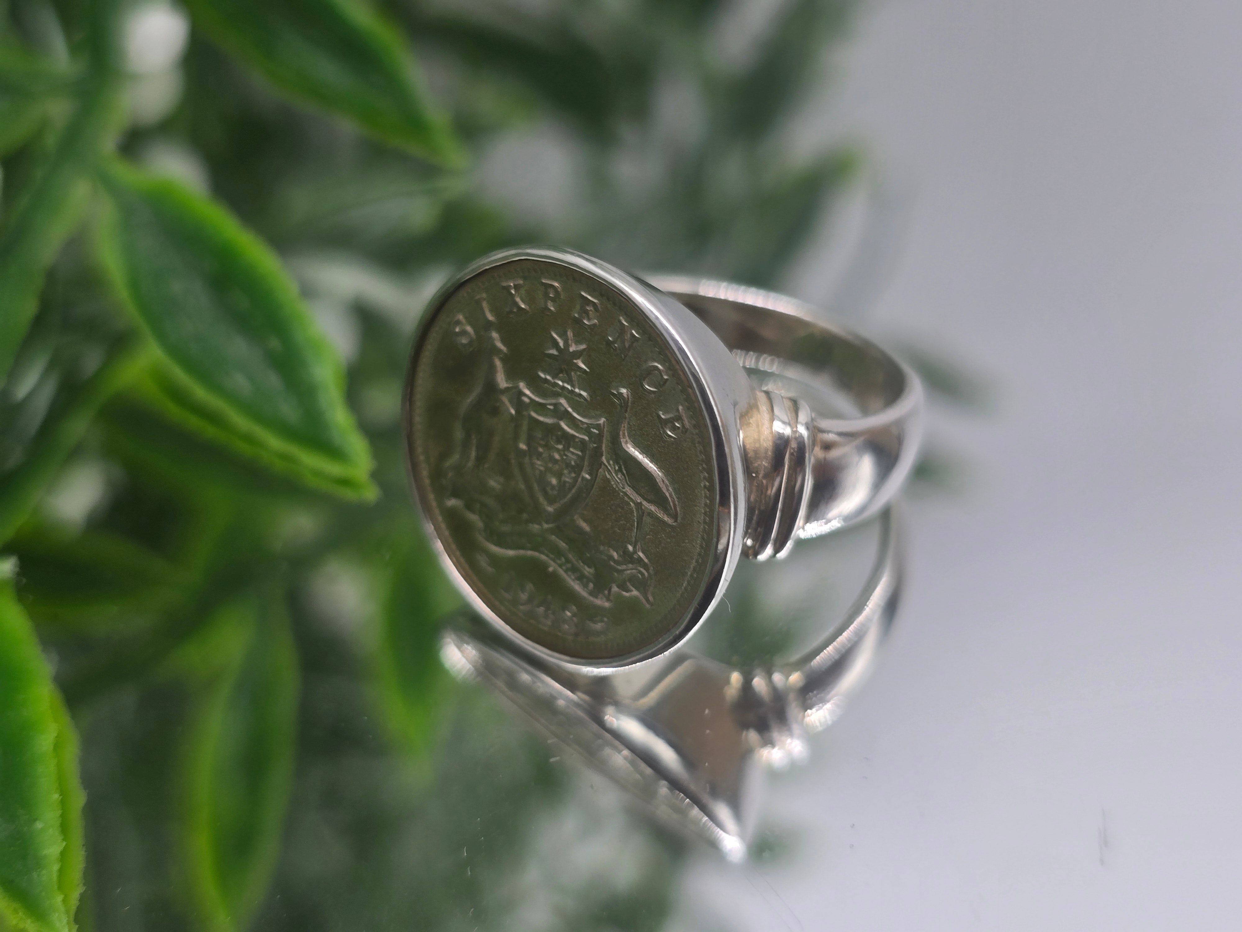 Memorable Australian Six Pence 1948 Silver Ring – Size 7 Crystal Wellness
