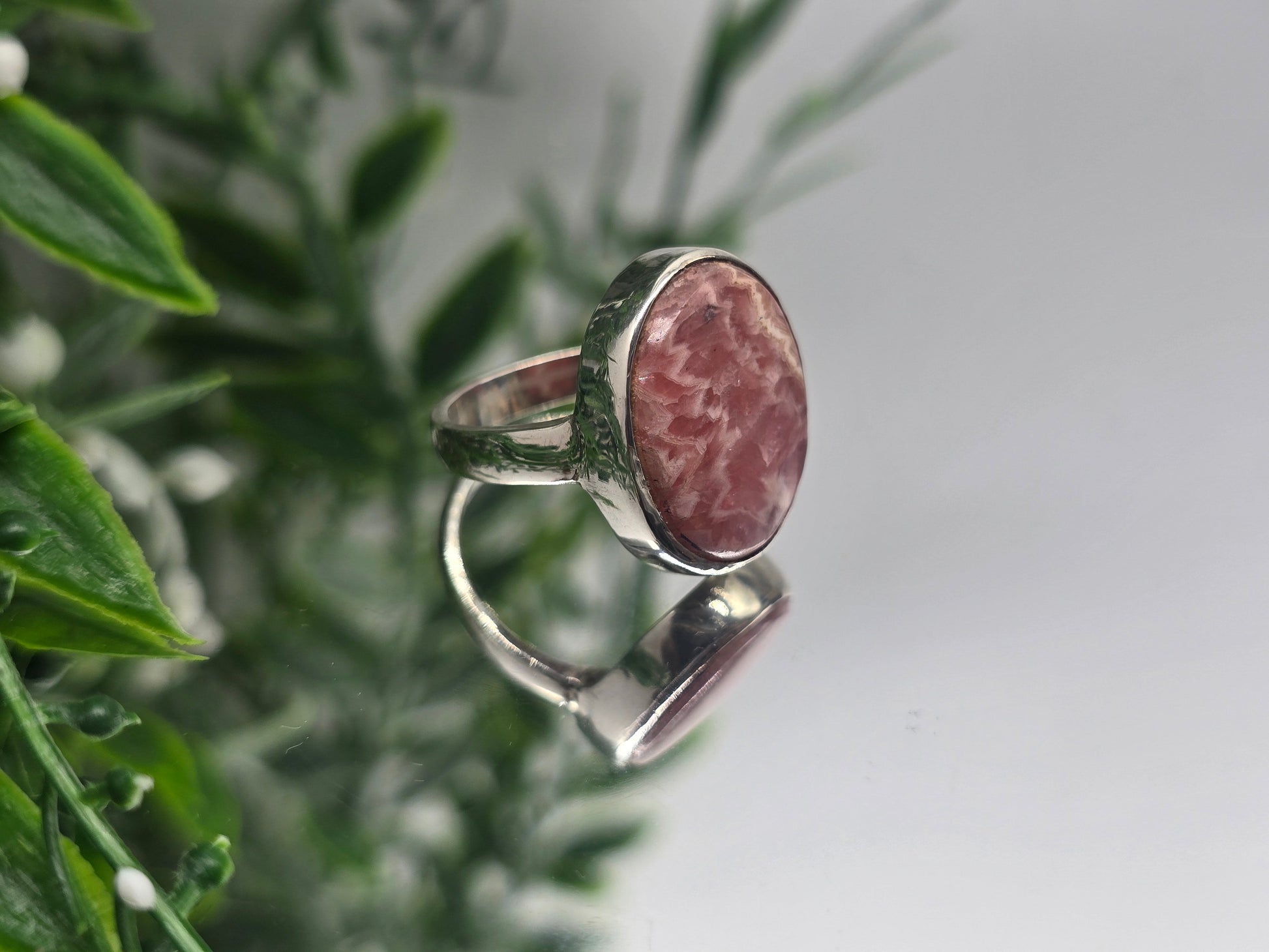 Rhodochrosite Sterling Silver Ring “Heart Harmony” – Size 7.5 | Love & Emotional Healing Crystal Jewelry Crystal Wellness