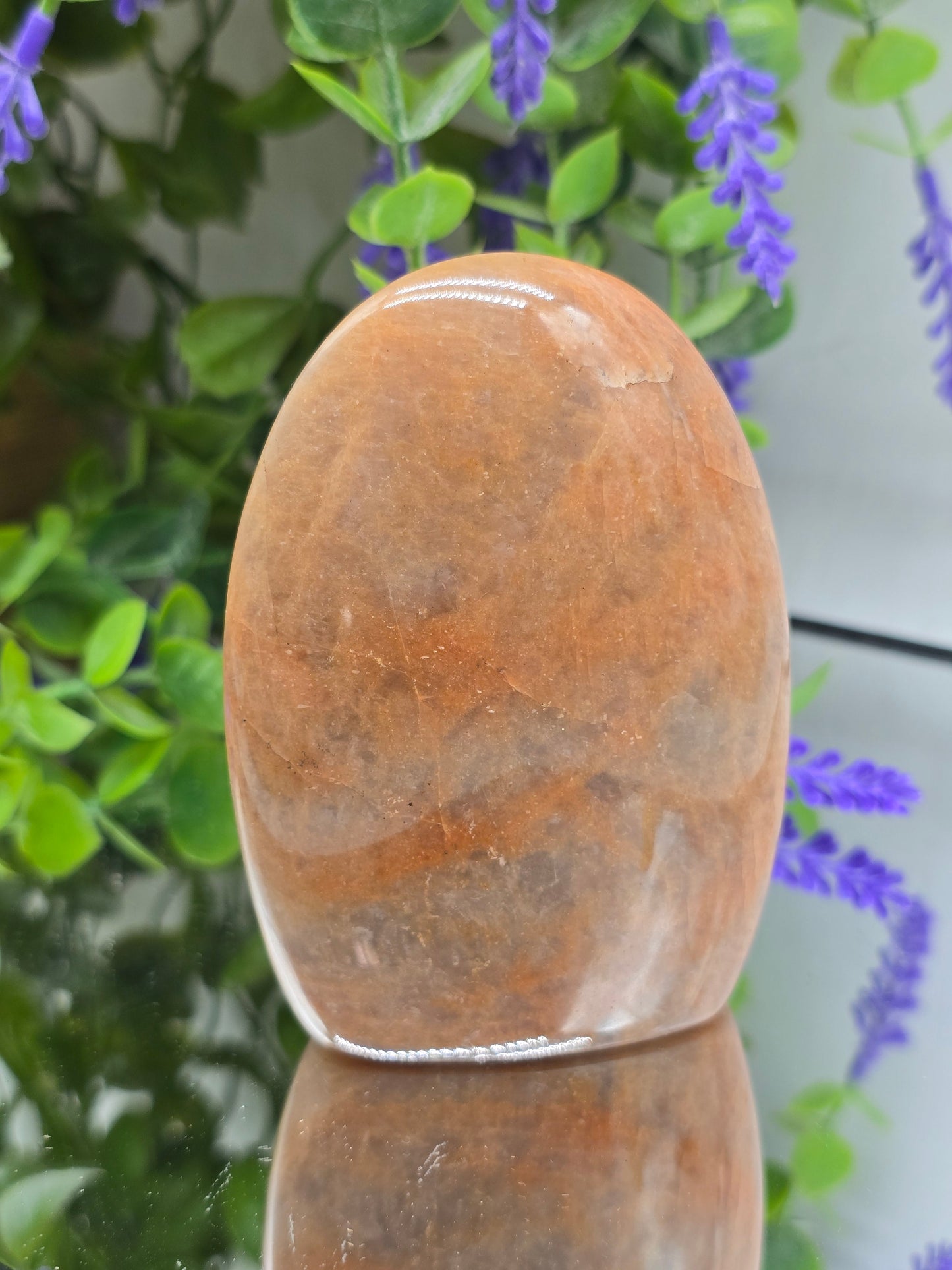 Peach Moonstone Freeform Standing Stone – Madagascan Divine Feminine Healing Crystal | 9cm × 6.5cm Crystal Wellness