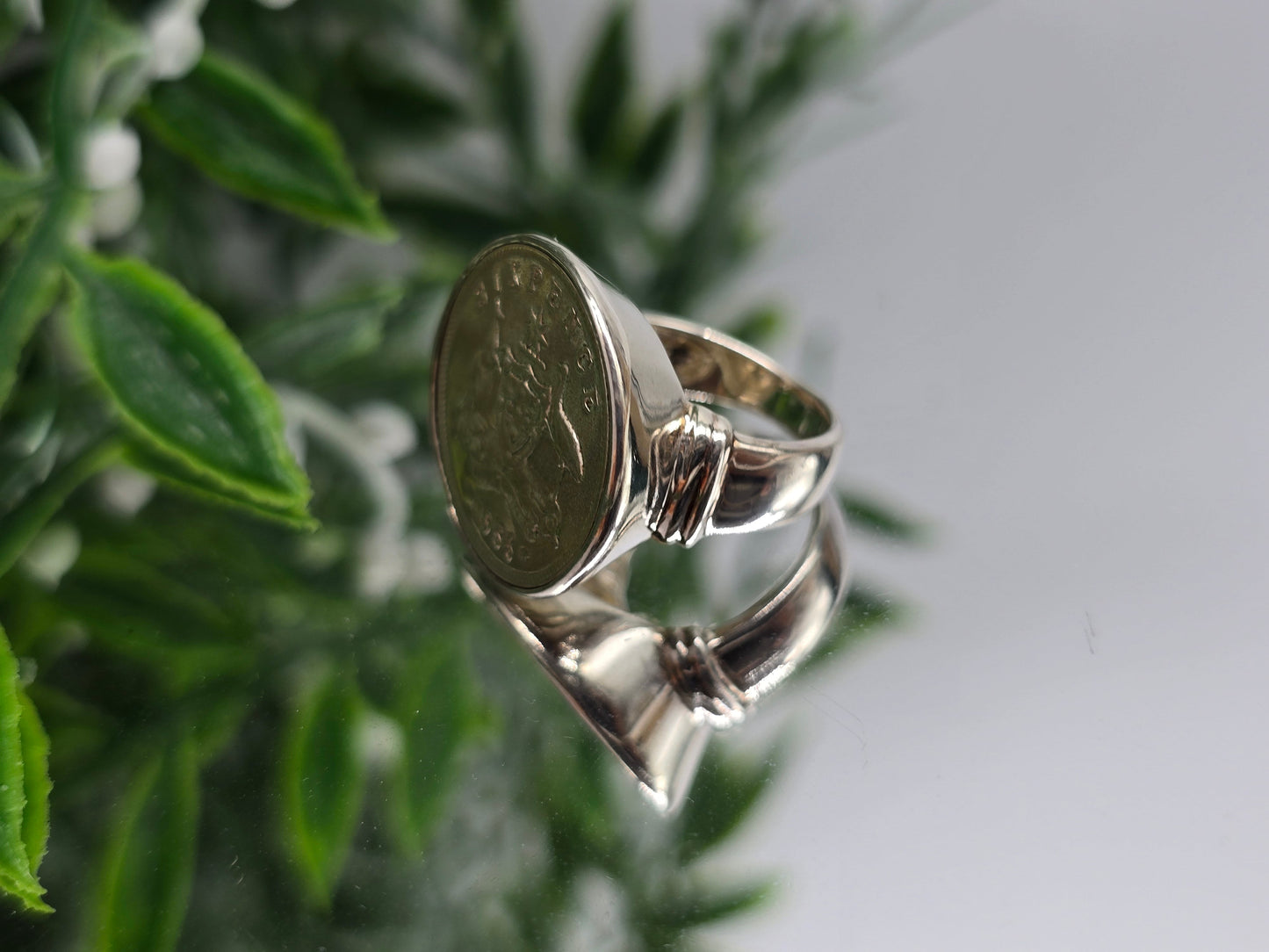 Australian memorable coin six pence year 1956 in 925 Sterling silver ring size 5 Crystal Wellness