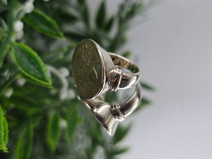 Australian memorable coin six pence year 1956 in 925 Sterling silver ring size 5 Crystal Wellness