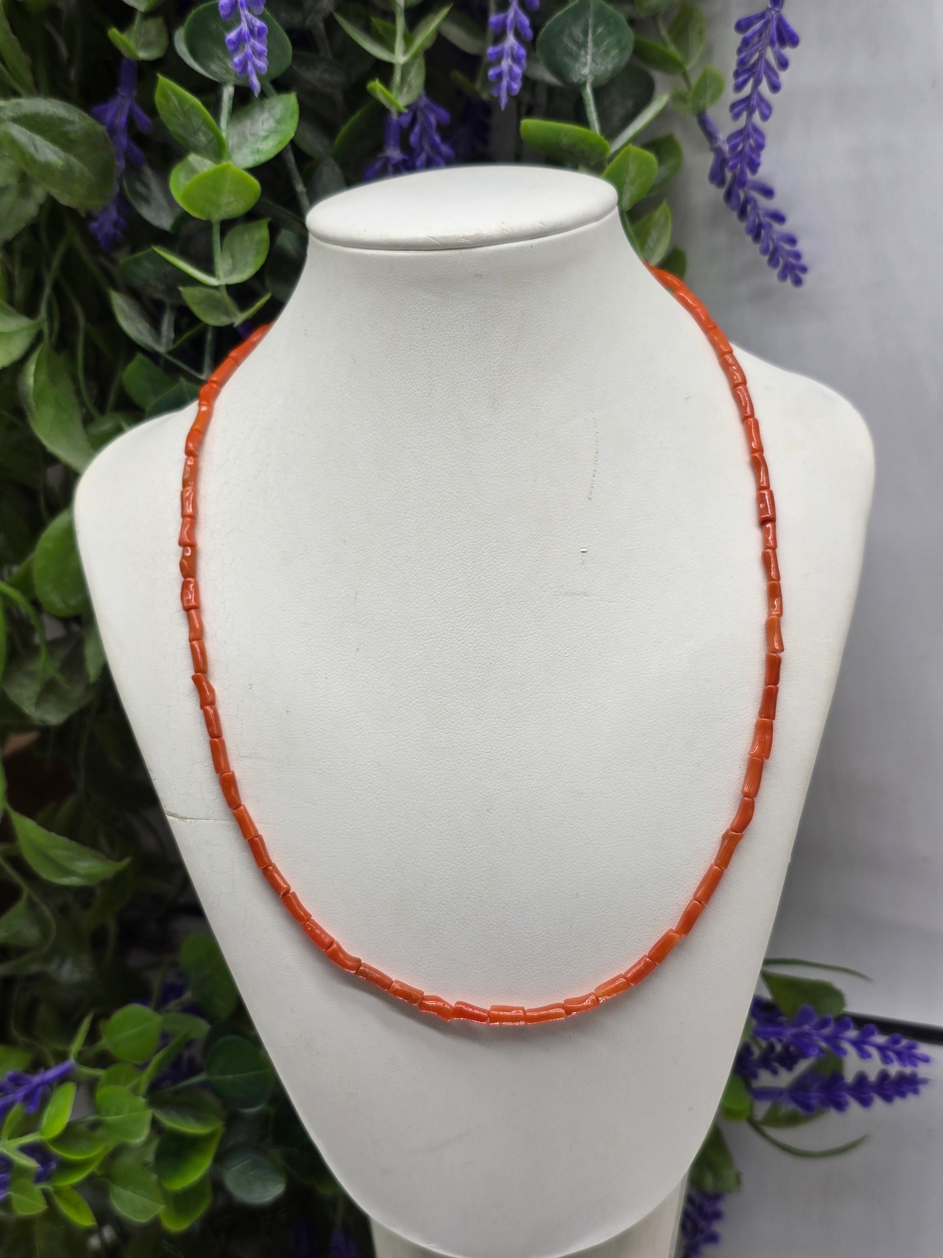 Genuine Mediterranean Red Coral Barrel 3mm Beads Necklace – Stone of Vitality, Protection & Courage Crystal Wellness