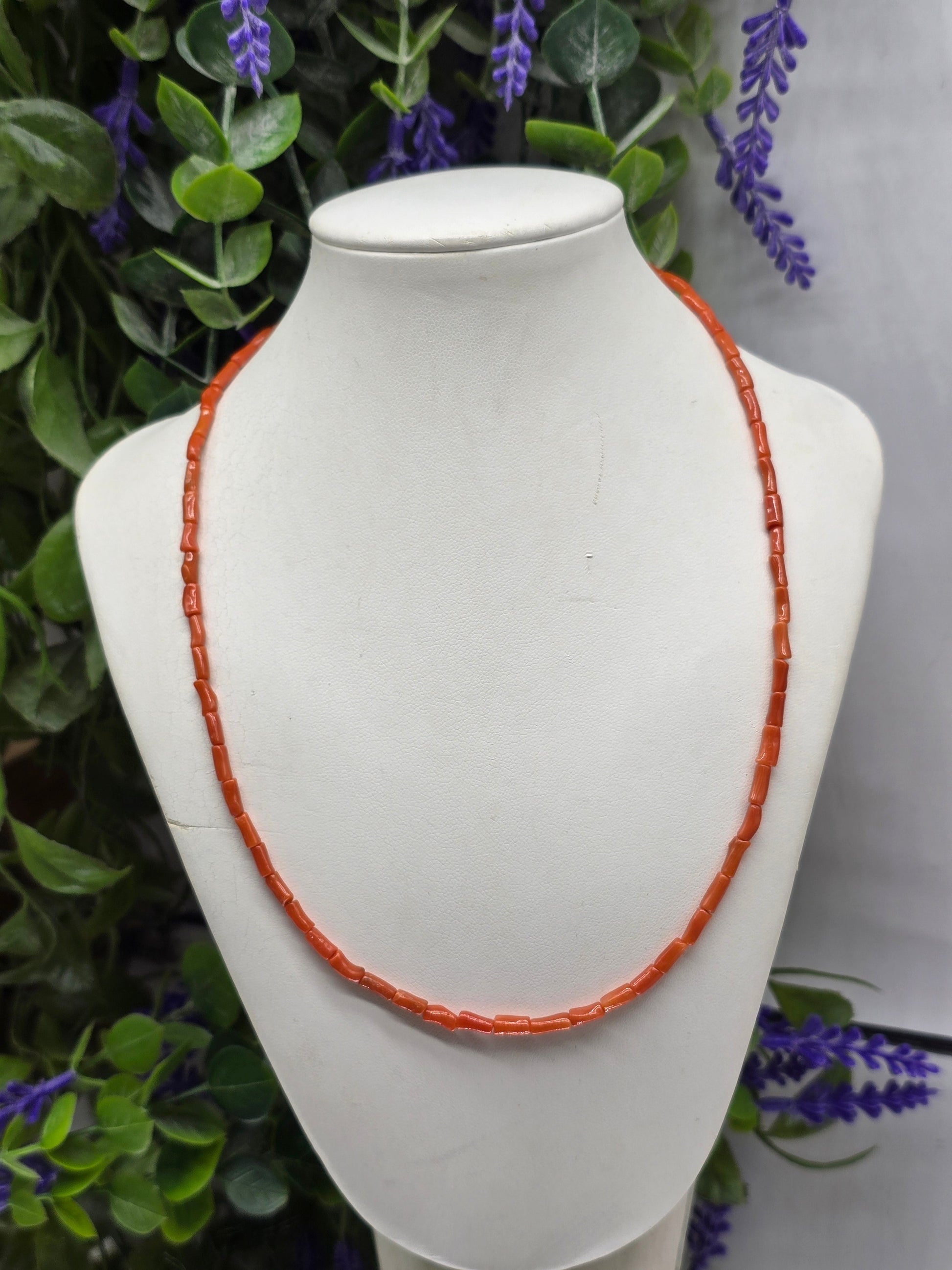 Genuine Mediterranean Red Coral Barrel 3mm Beads Necklace – Stone of Vitality, Protection & Courage Crystal Wellness