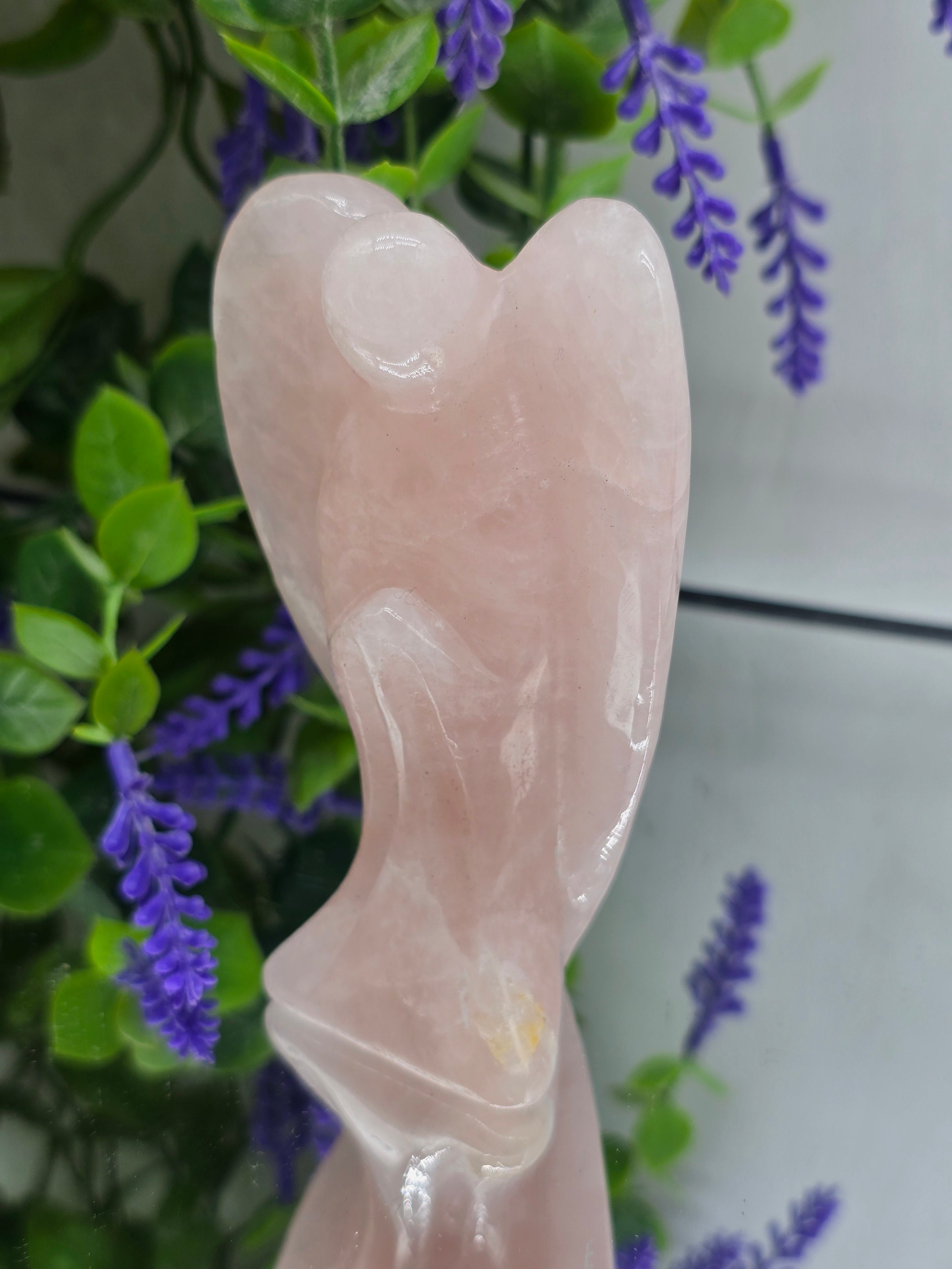 Rose Quartz Angel Carving – Guardian of Unconditional Love & Emotional Healing Crystal Wellness