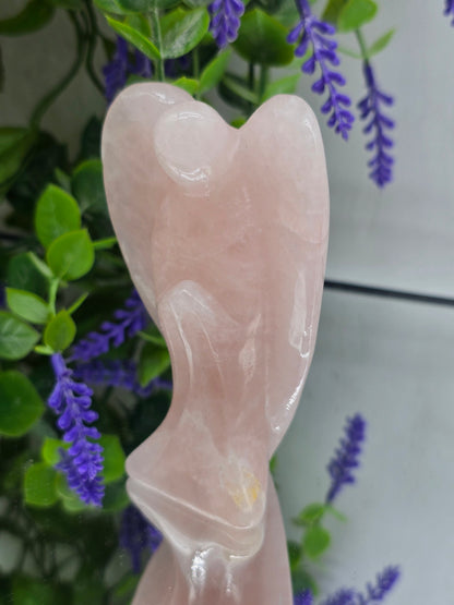 Rose Quartz Angel Carving – Guardian of Unconditional Love & Emotional Healing Crystal Wellness