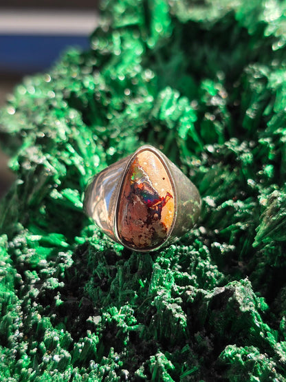 Genuine Natural Mexican Fire Opal Ring in Solid 925 Sterling Silver – Size 8 (Stone of vitality, inspiration, and personal empowerment) Crystal Wellness