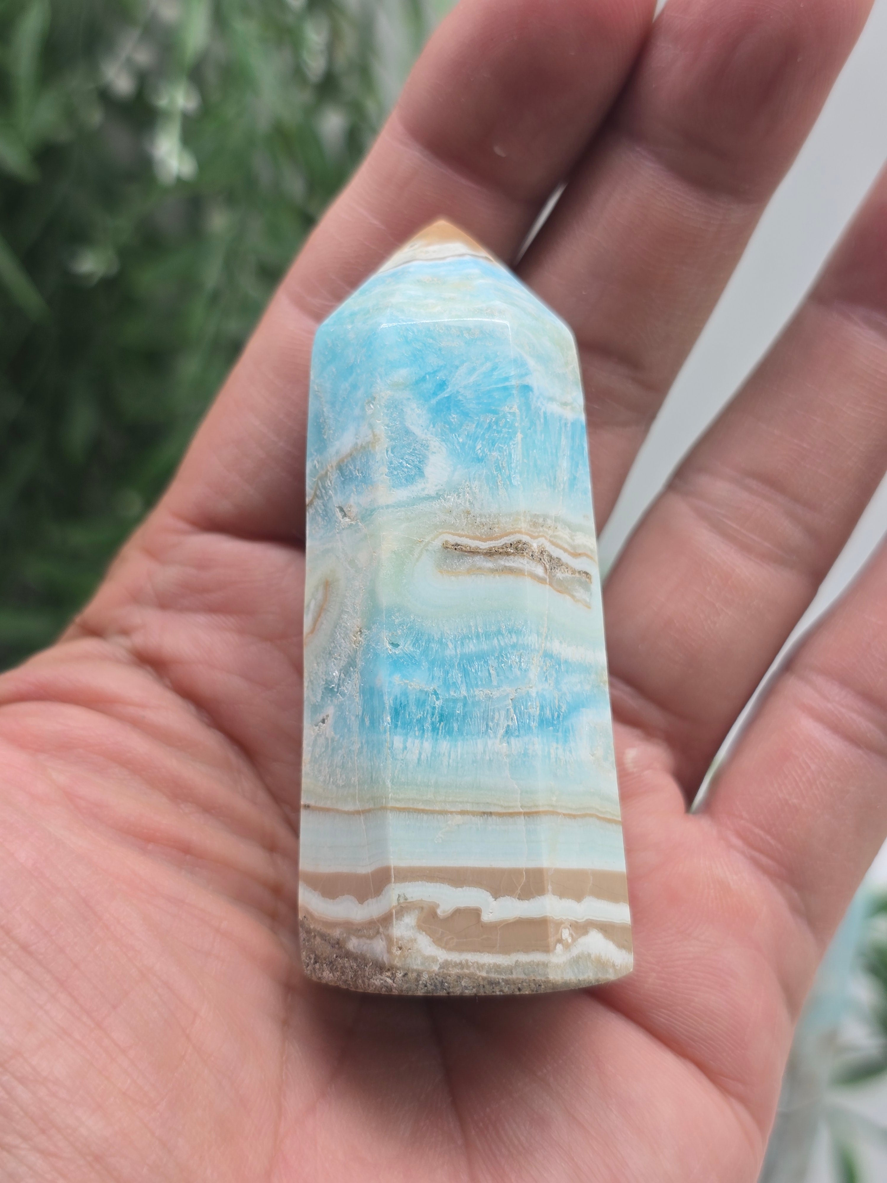 Caribbean Blue Calcite Point AAA Grade (Stone of Emotional Healing, Peace & Gentle Awakening) Crystal Wellness