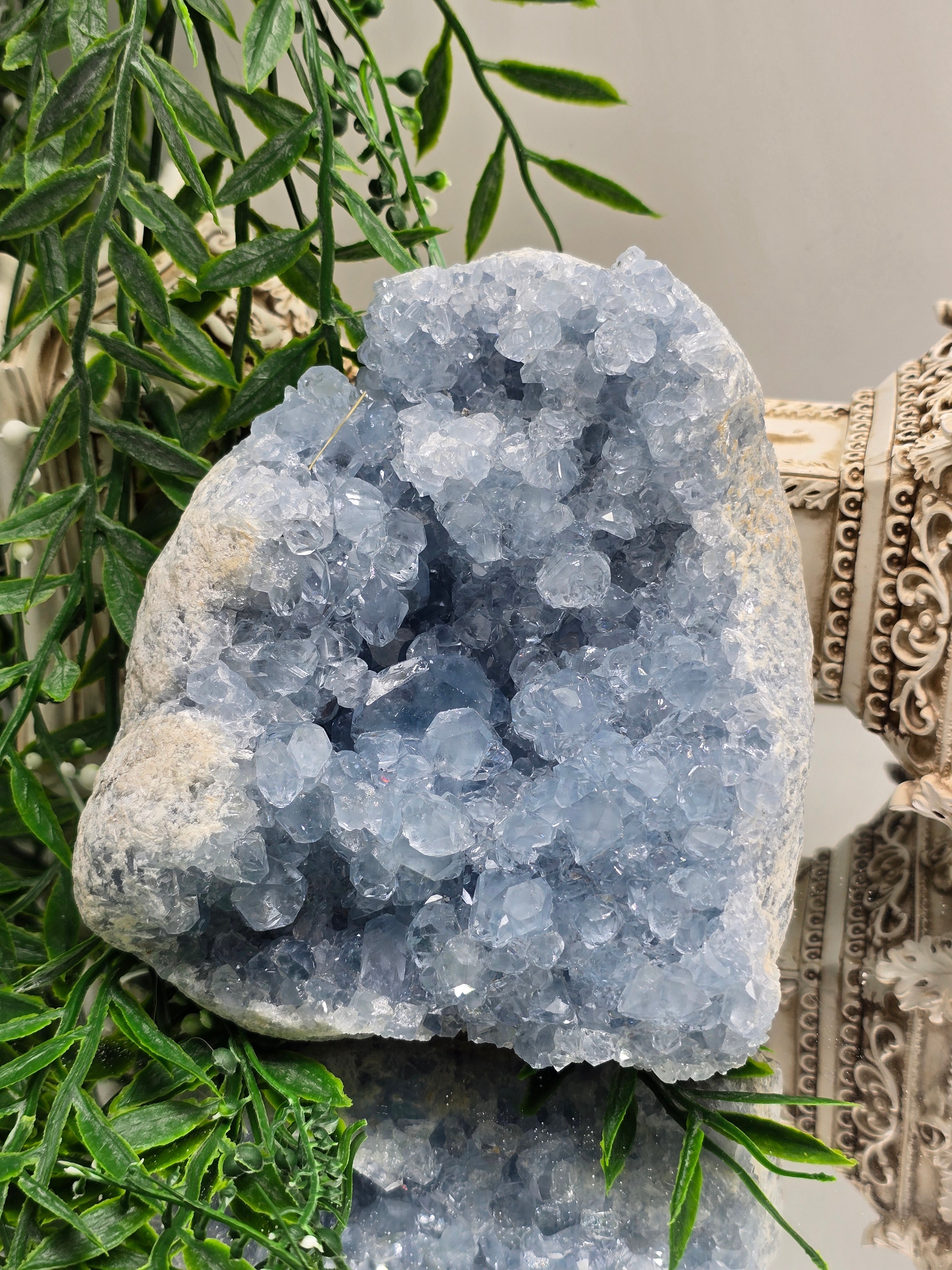 Large Celestite Geode Cluster – Madagascar | Divine Peace, Angelic Connection & Higher Guidance 2.3kgs 15x14x8cm Crystal Wellness