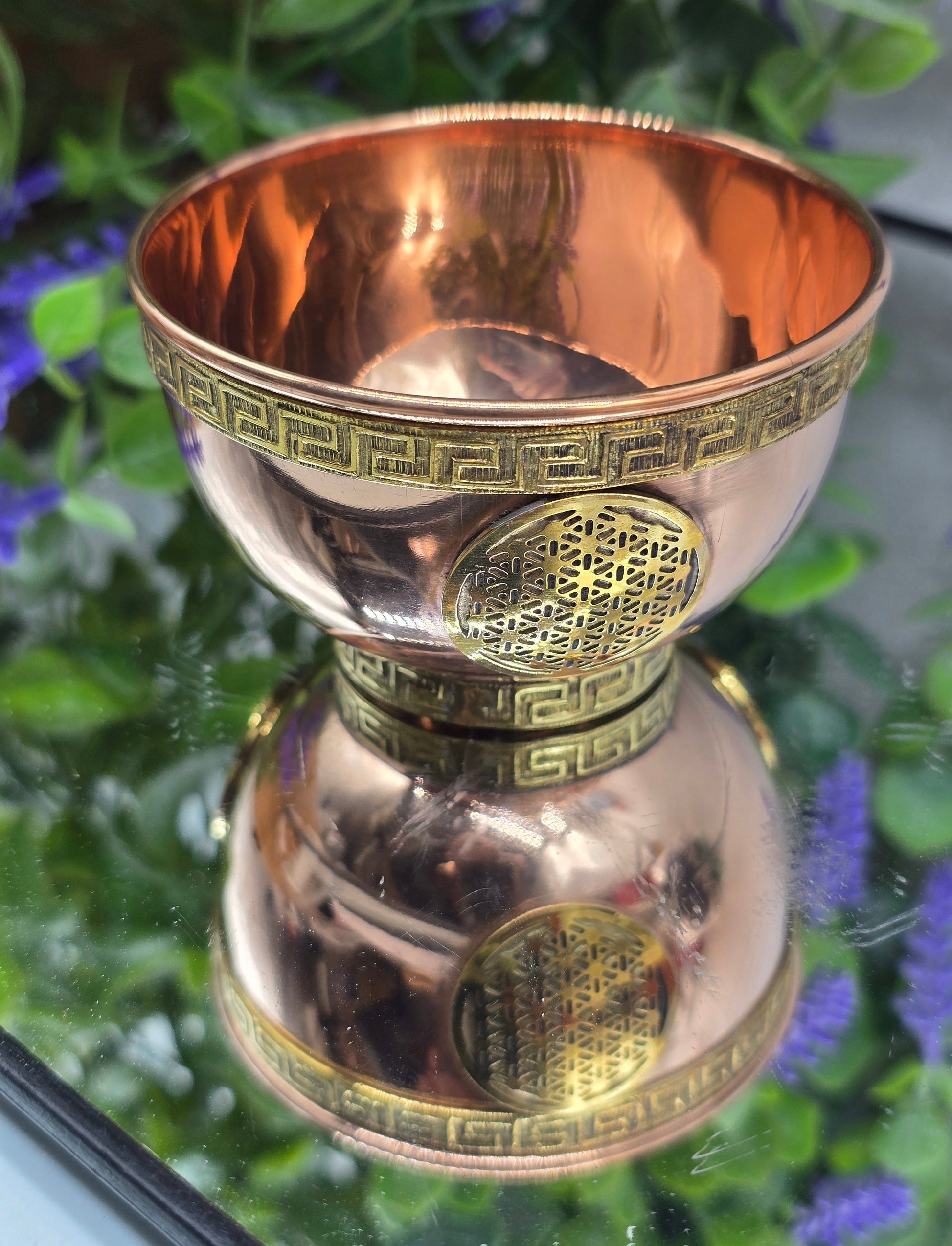 Copper Offering Bowl – Flower of Life (5cm x 8cm) - Harmony, Unity & Divine Order Crystal Wellness