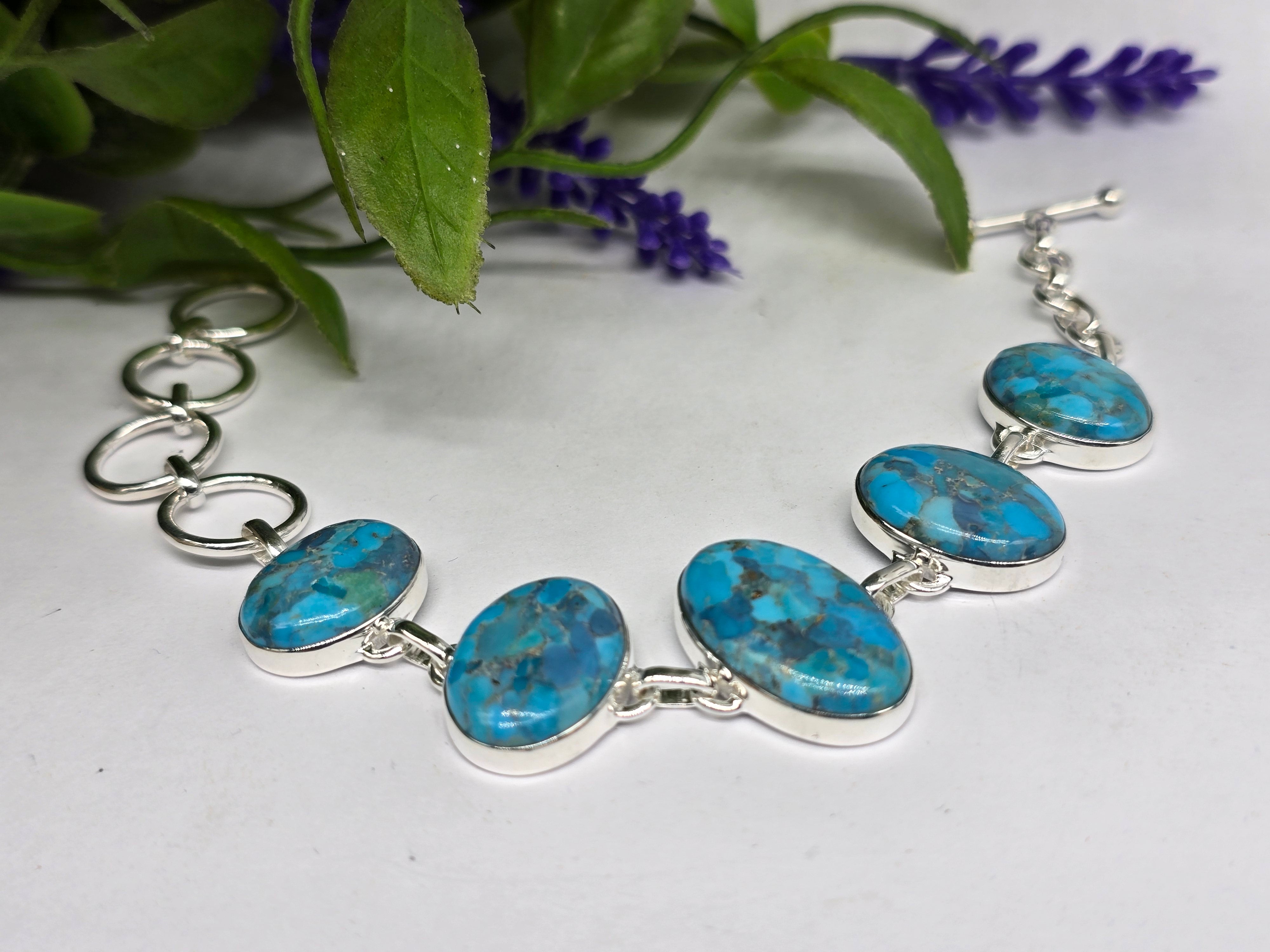 Turquoise 925 Sterling Silver Bracelet Crystal Wellness